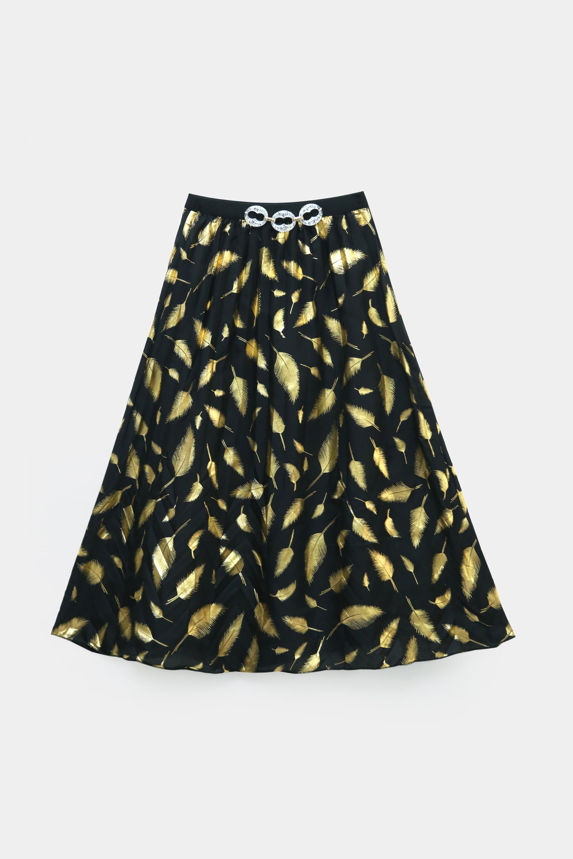 Girls Imported Bell Bottom Black Skirt with Gold Printed