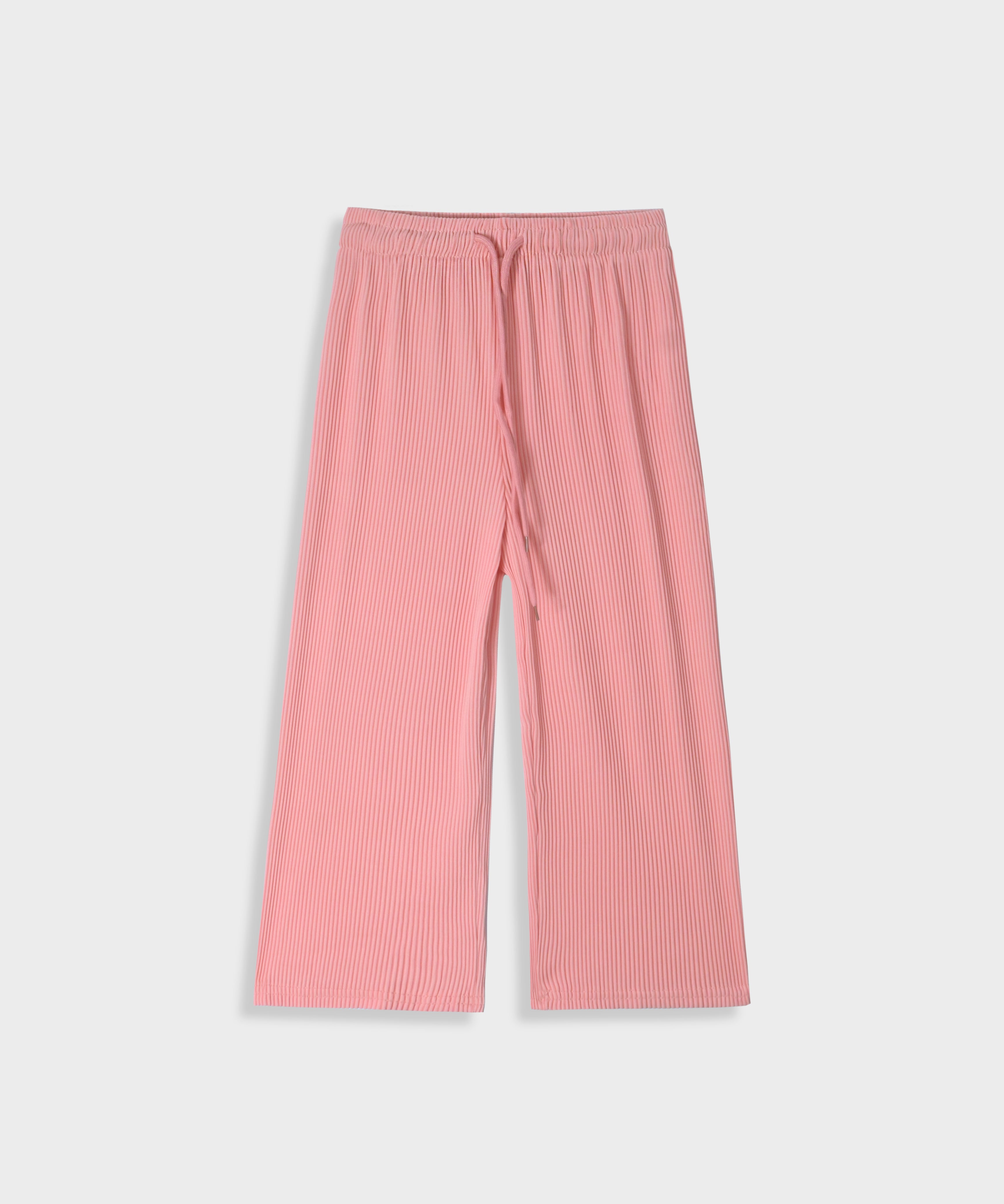 Imported Chifon Pink Bell Bottom Plazo Trouser For Girls