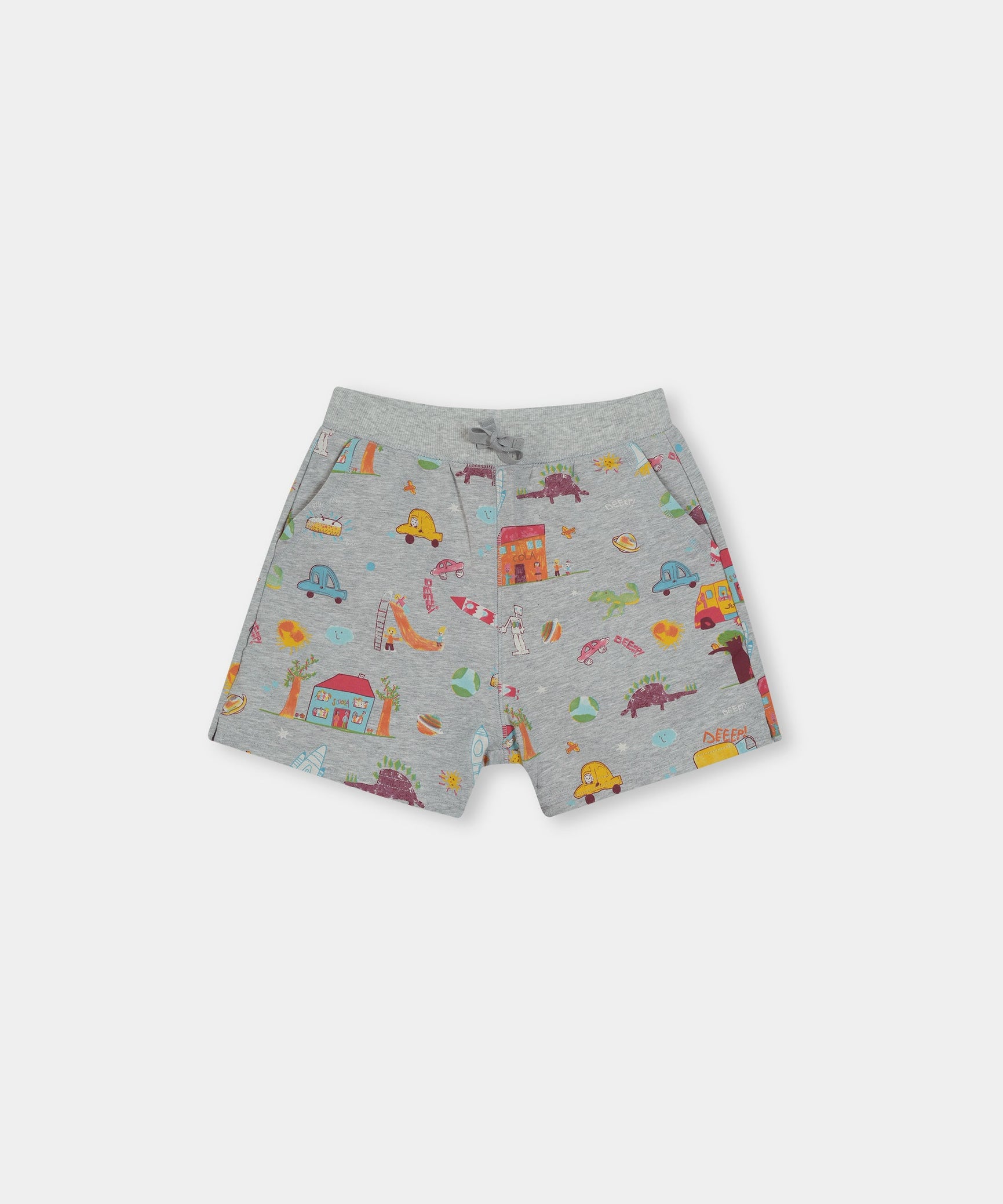 Kids 100% Imported Soft Cotton Grey Graphics Printed Shorts