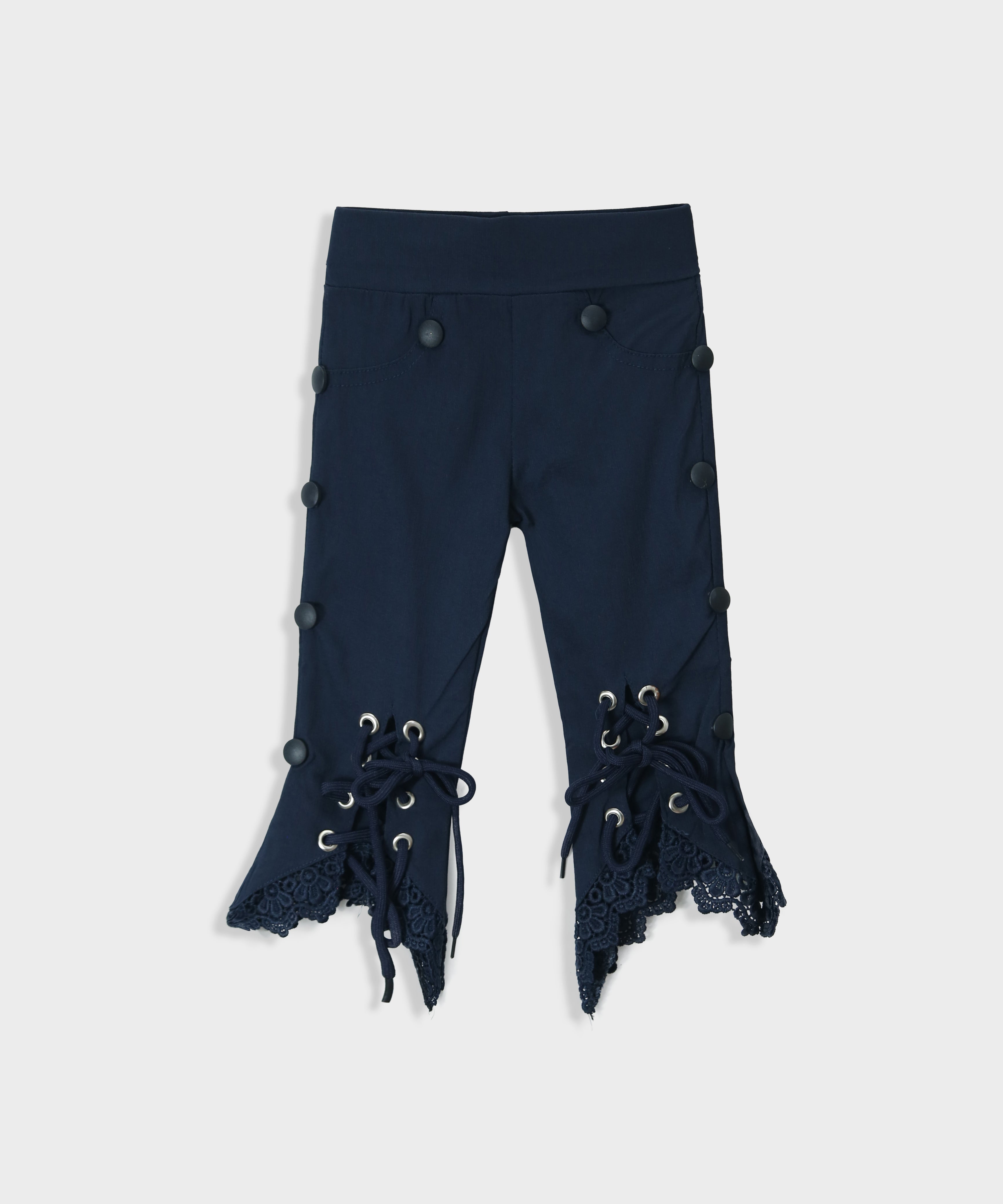 Imported Navy Blue Pant Tights Side Panel Black Stud For Girls