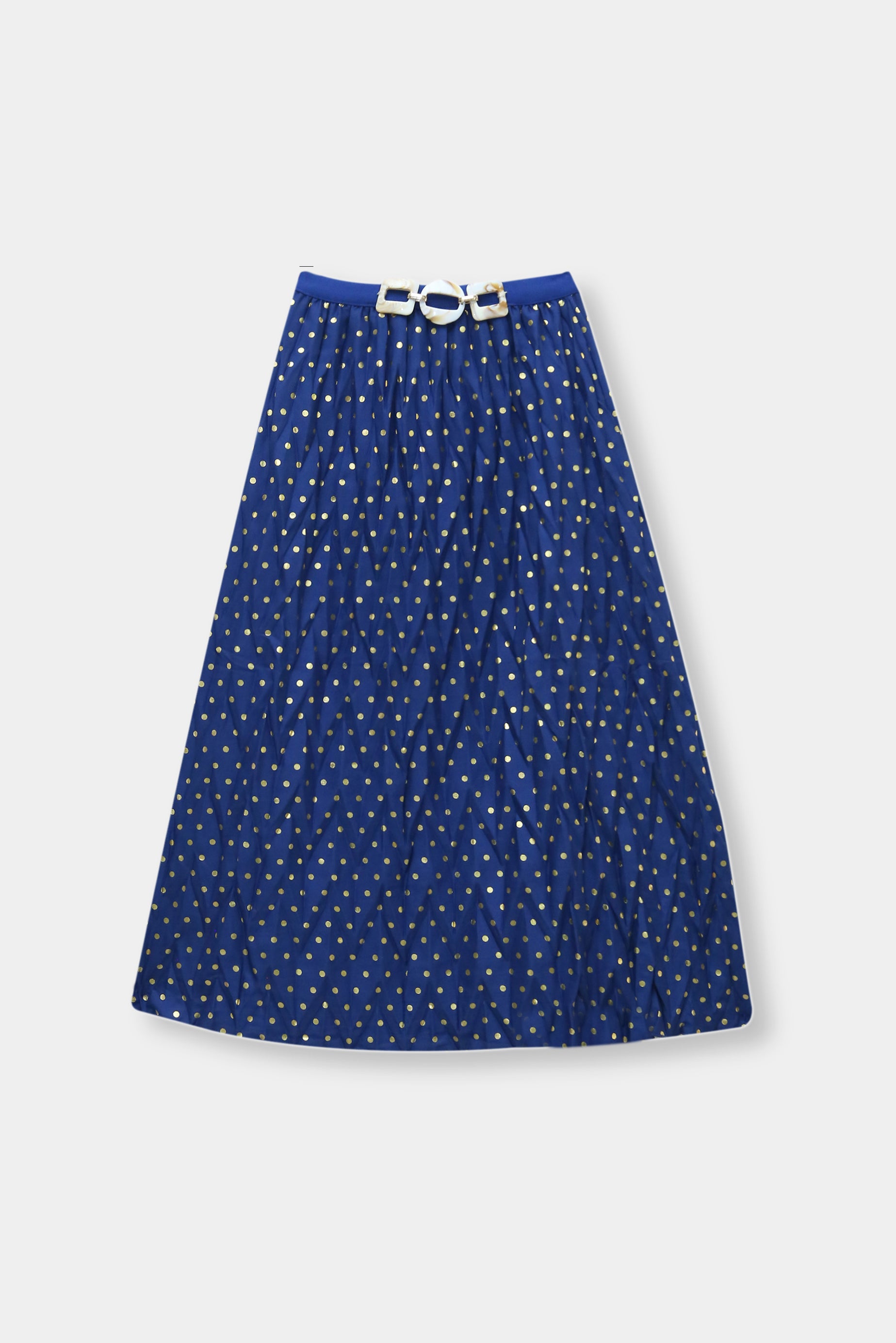 Girls Imported Bell Bottom Royal Blue Skirt with Gold Dots