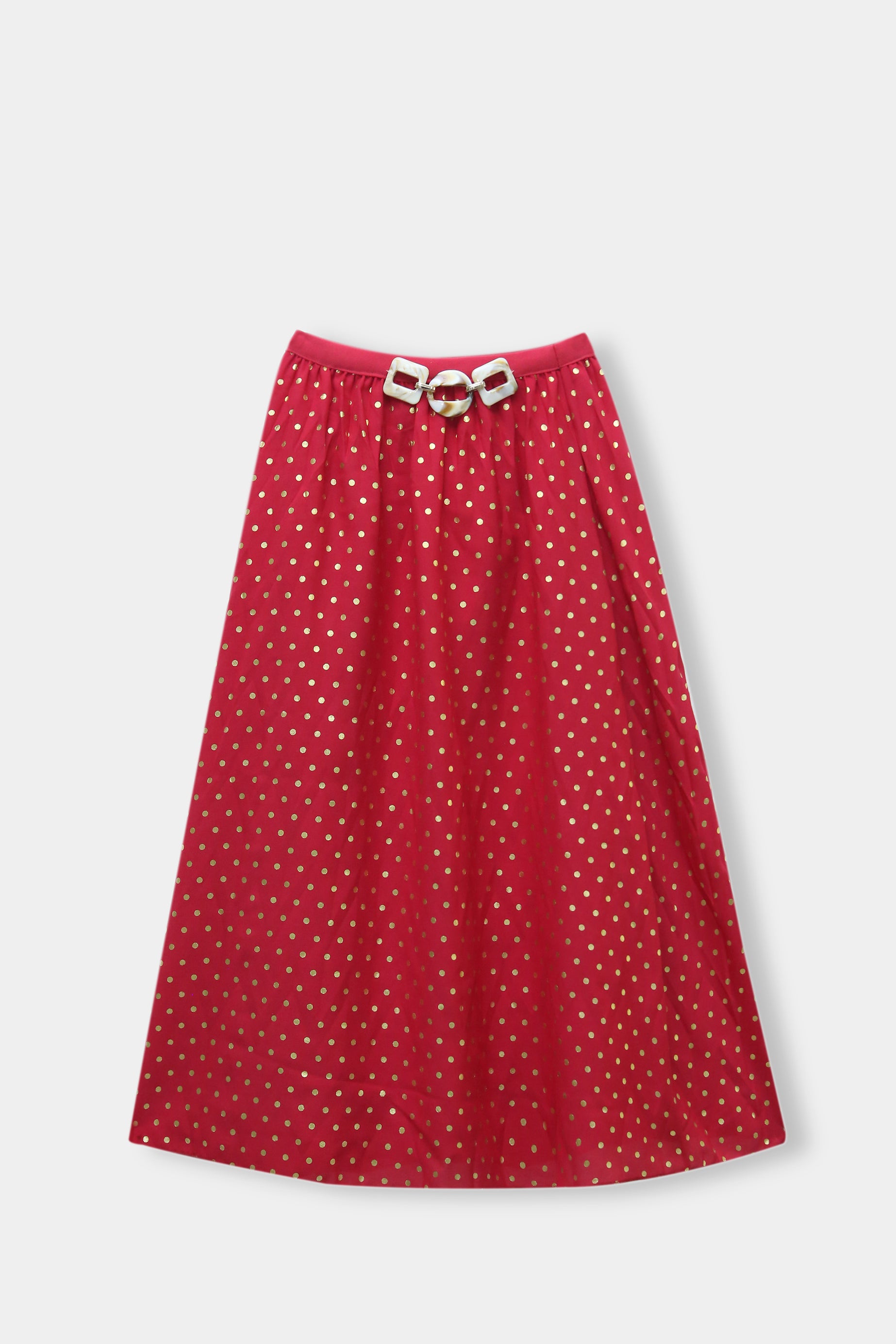 Girls Imported Bell Bottom Red Skirt with Gold Dots