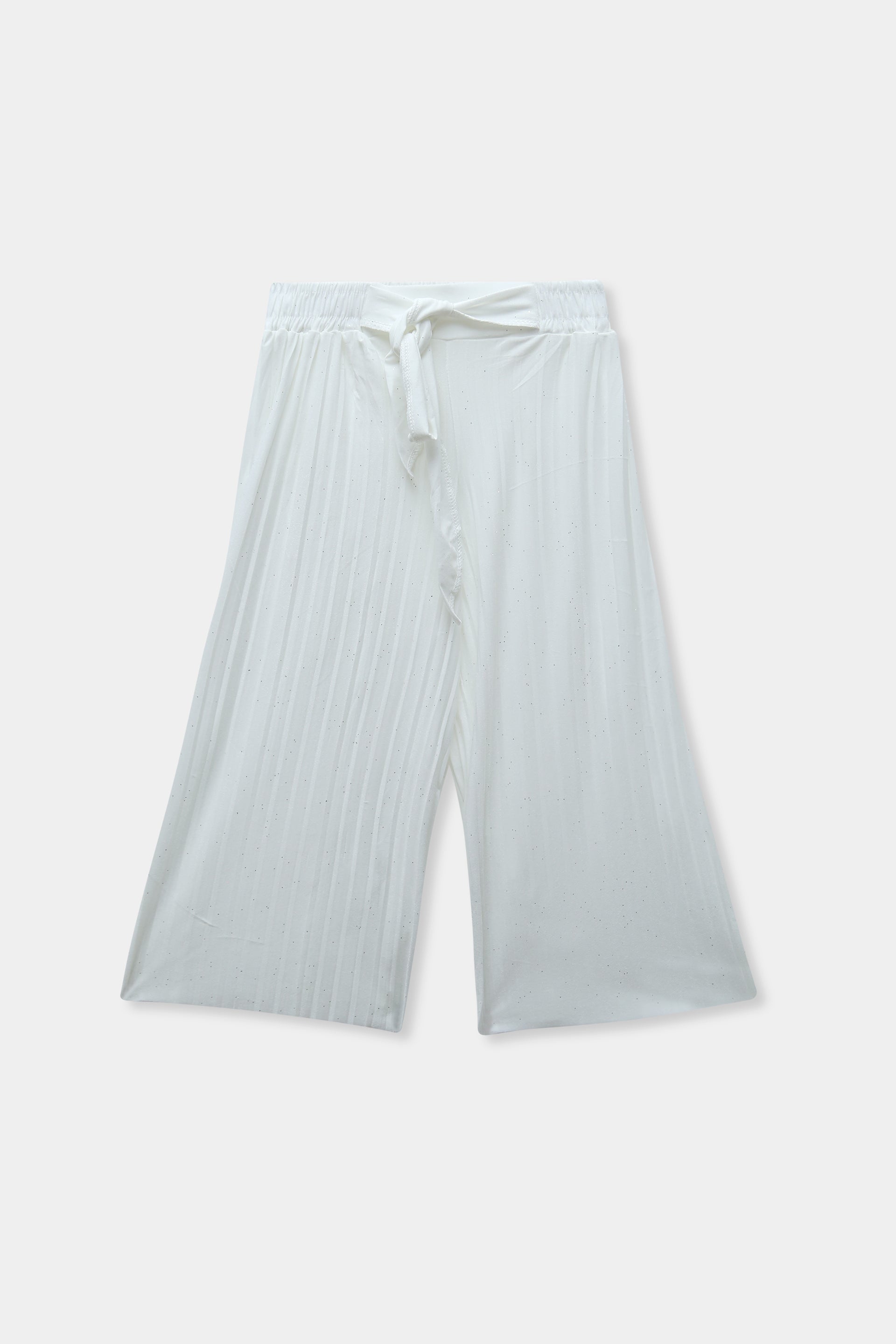 Girls Imported Linen Cotton White Bell Bottom Plazo Trouser