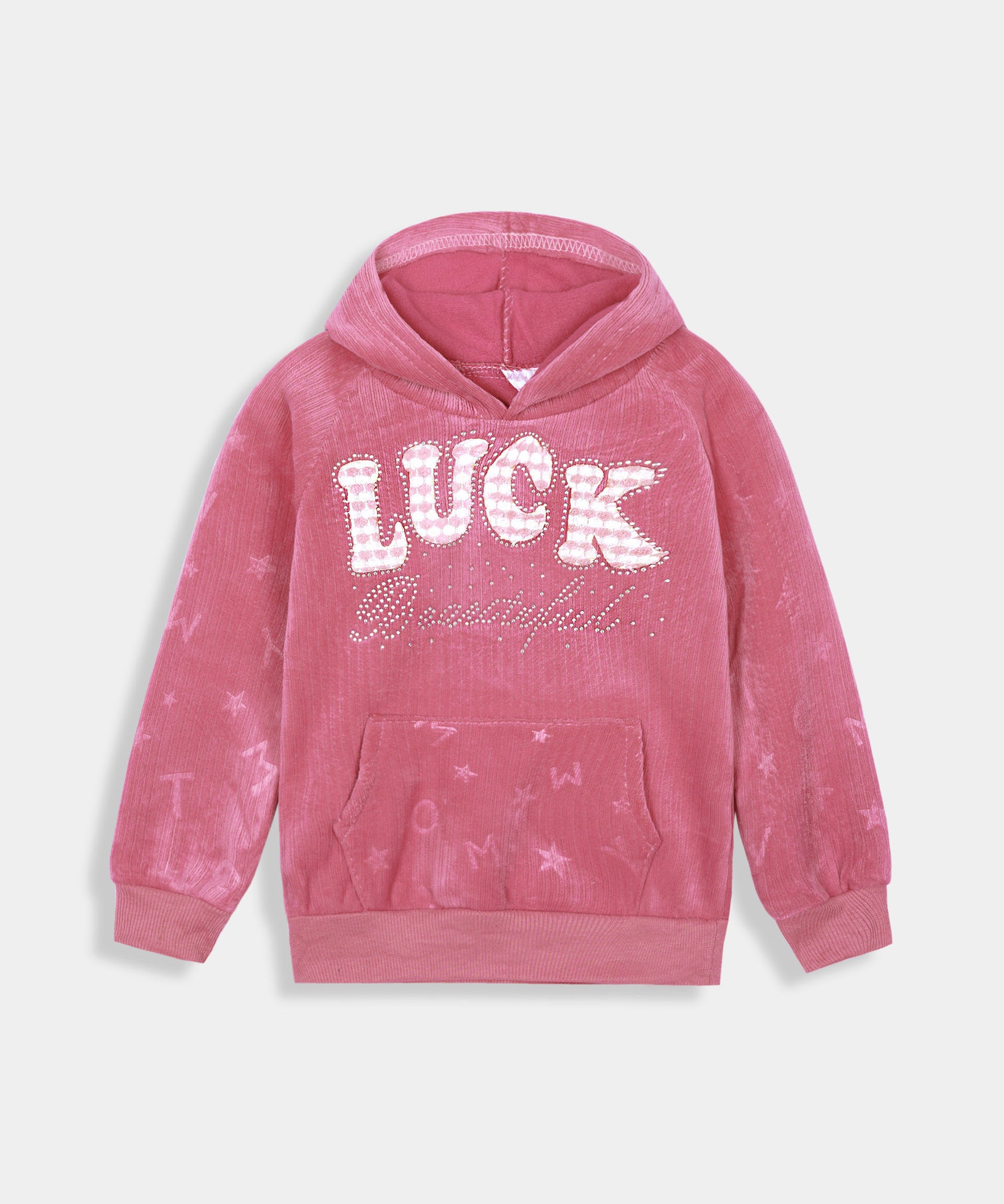 Imported Girls Pull Over Kotrai Velvet Hoodie With Sequin