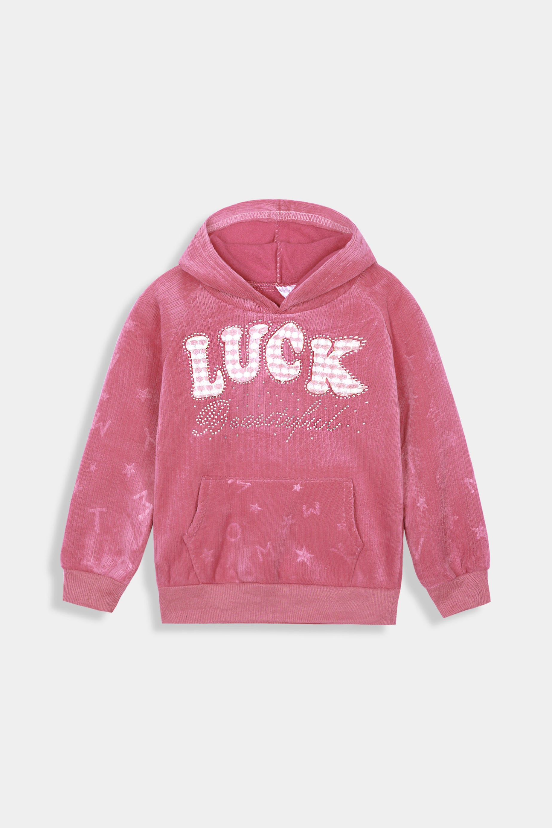 Imported Girls Pull Over Kotrai Velvet Hoodie With Sequin