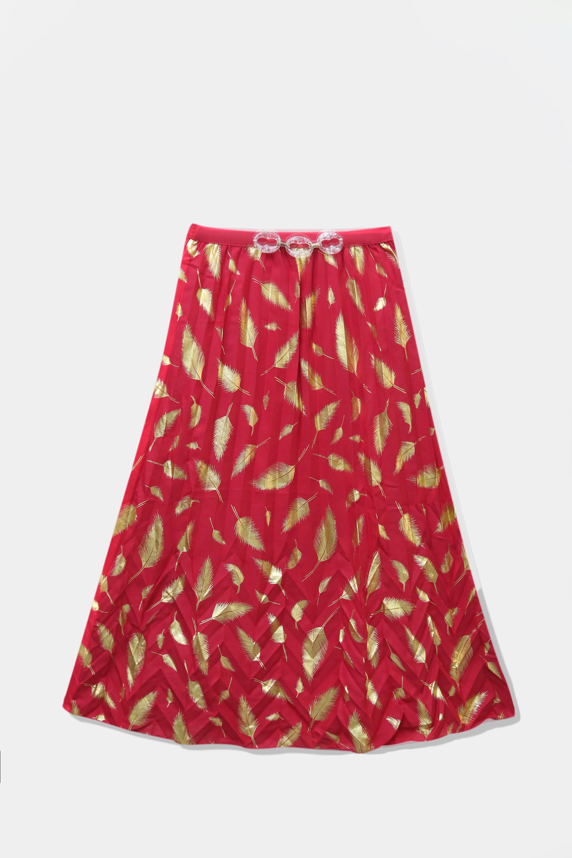 Girls Imported Bell Bottom Red Skirt with Gold Printed