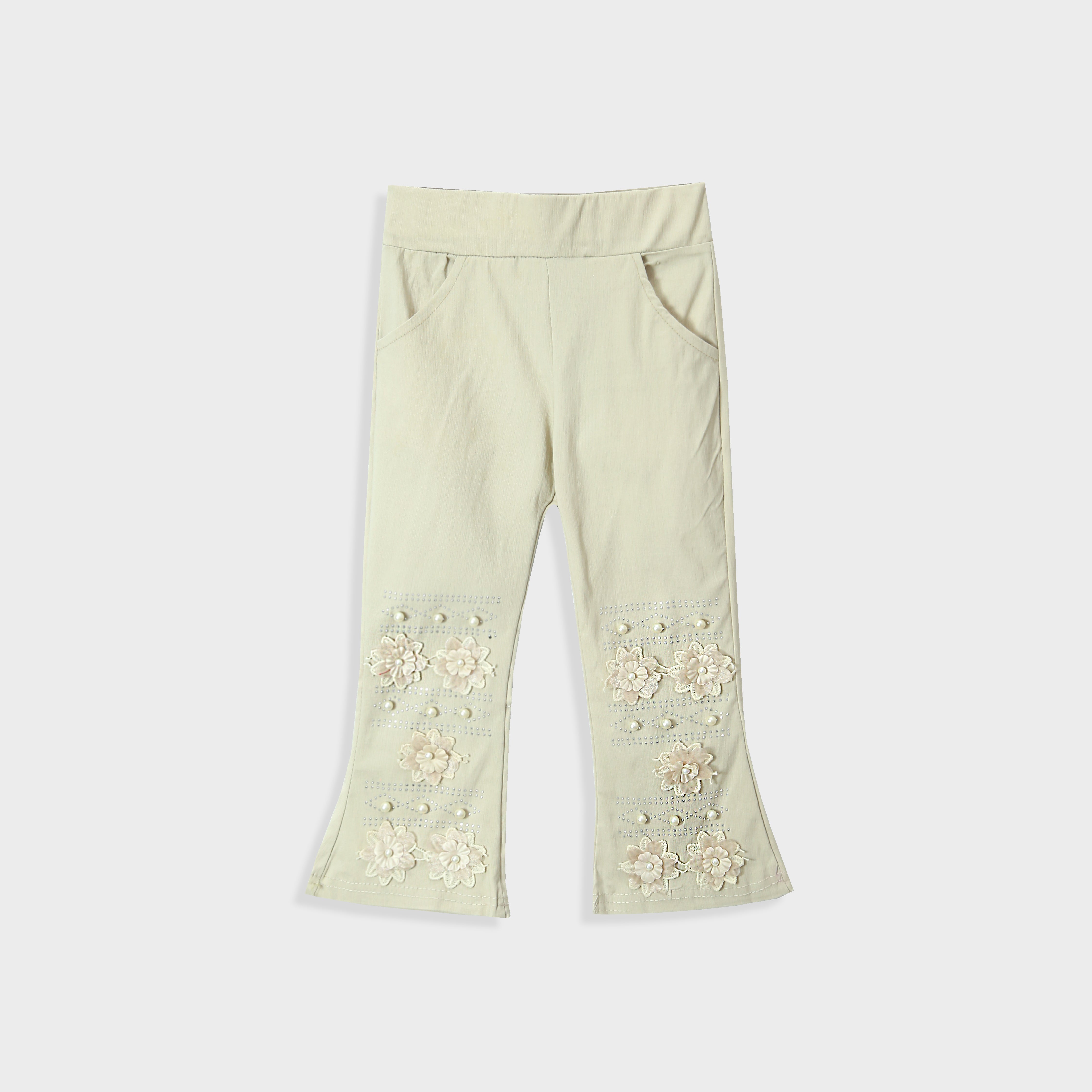 Imported Soft Cotton For Girls Off White Pant Tights