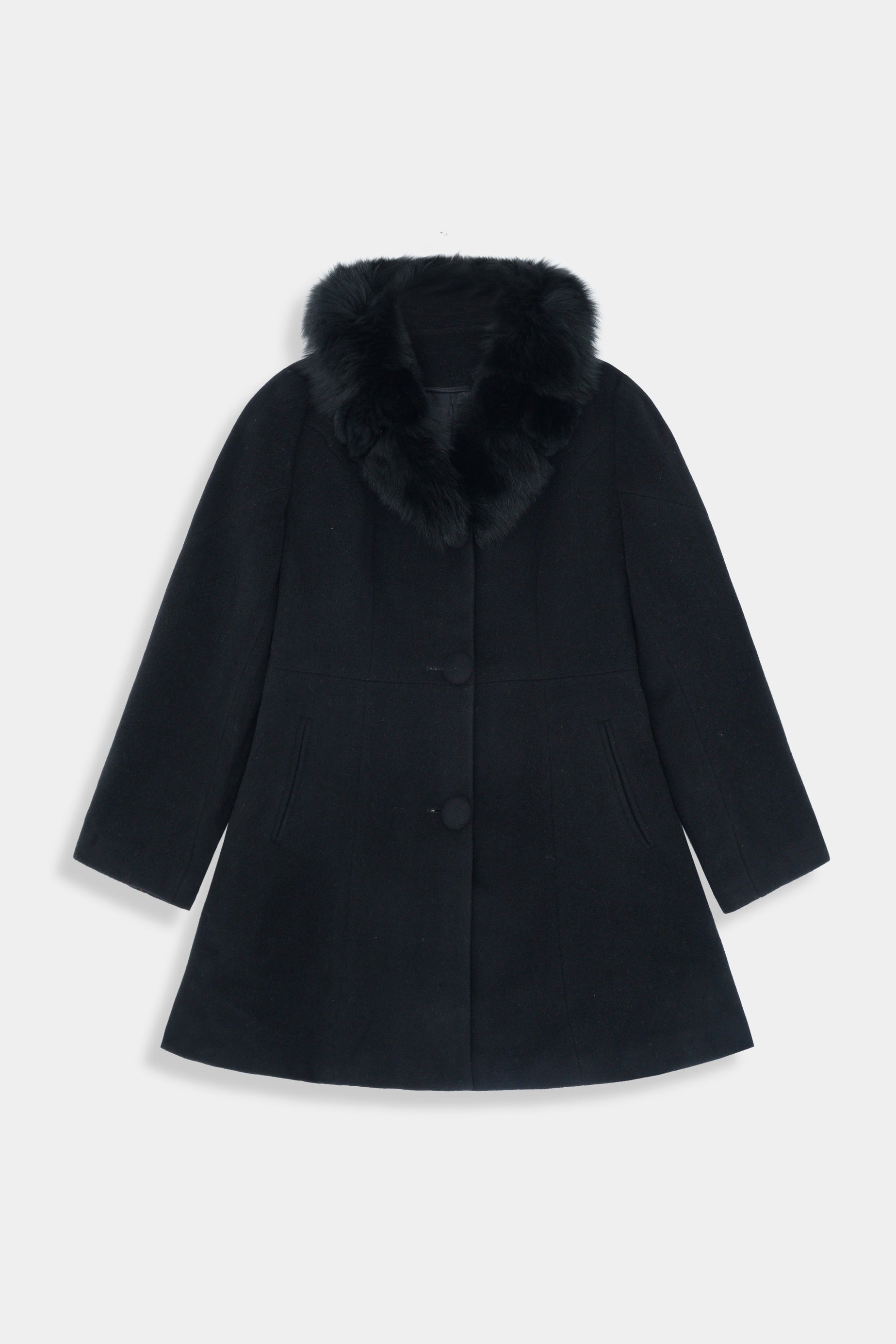 Imported Women Wool Coat Fur Neck