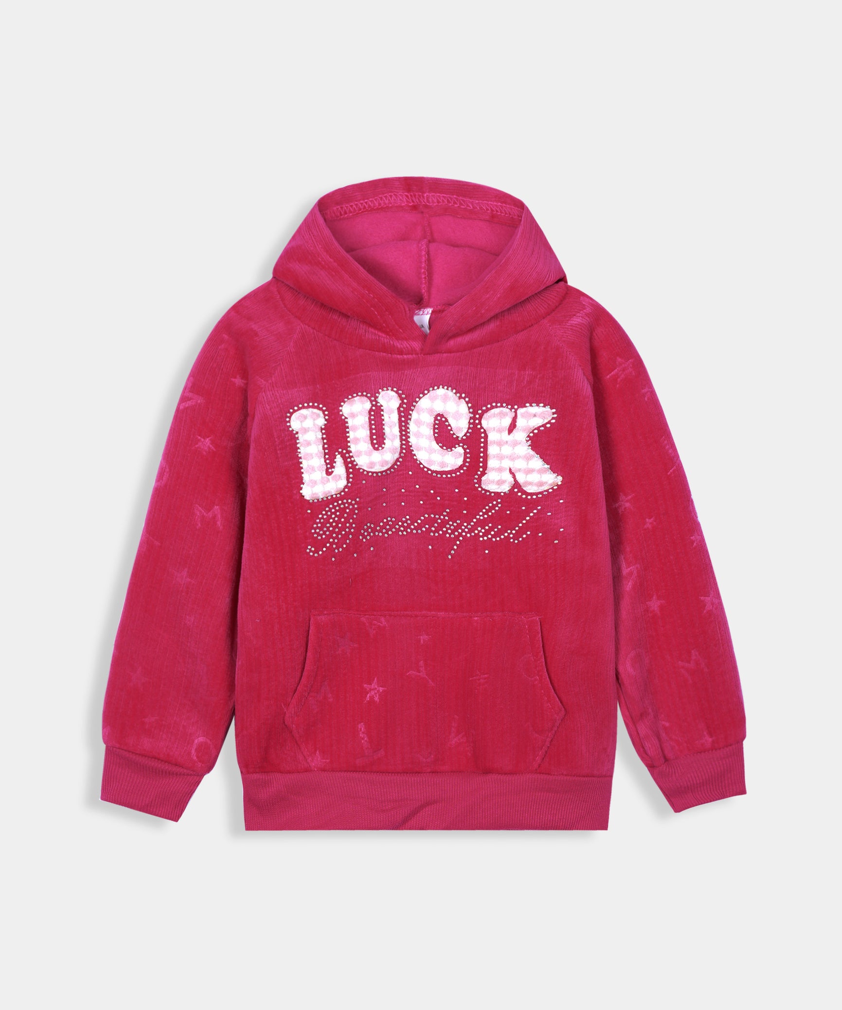 Imported Girls Pull Over Kotrai Velvet Hoodie With Sequin
