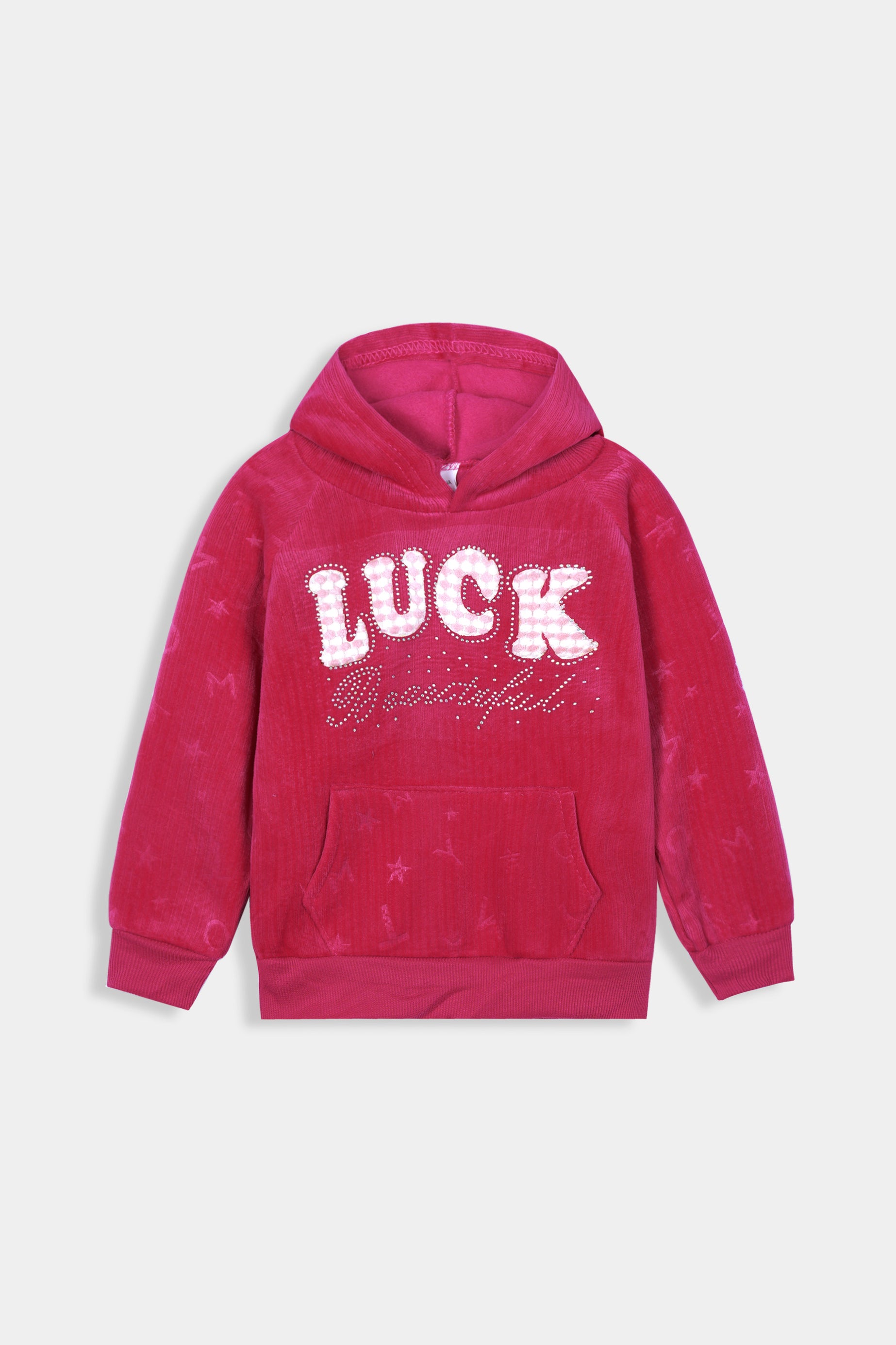 Imported Girls Pull Over Kotrai Velvet Hoodie With Sequin