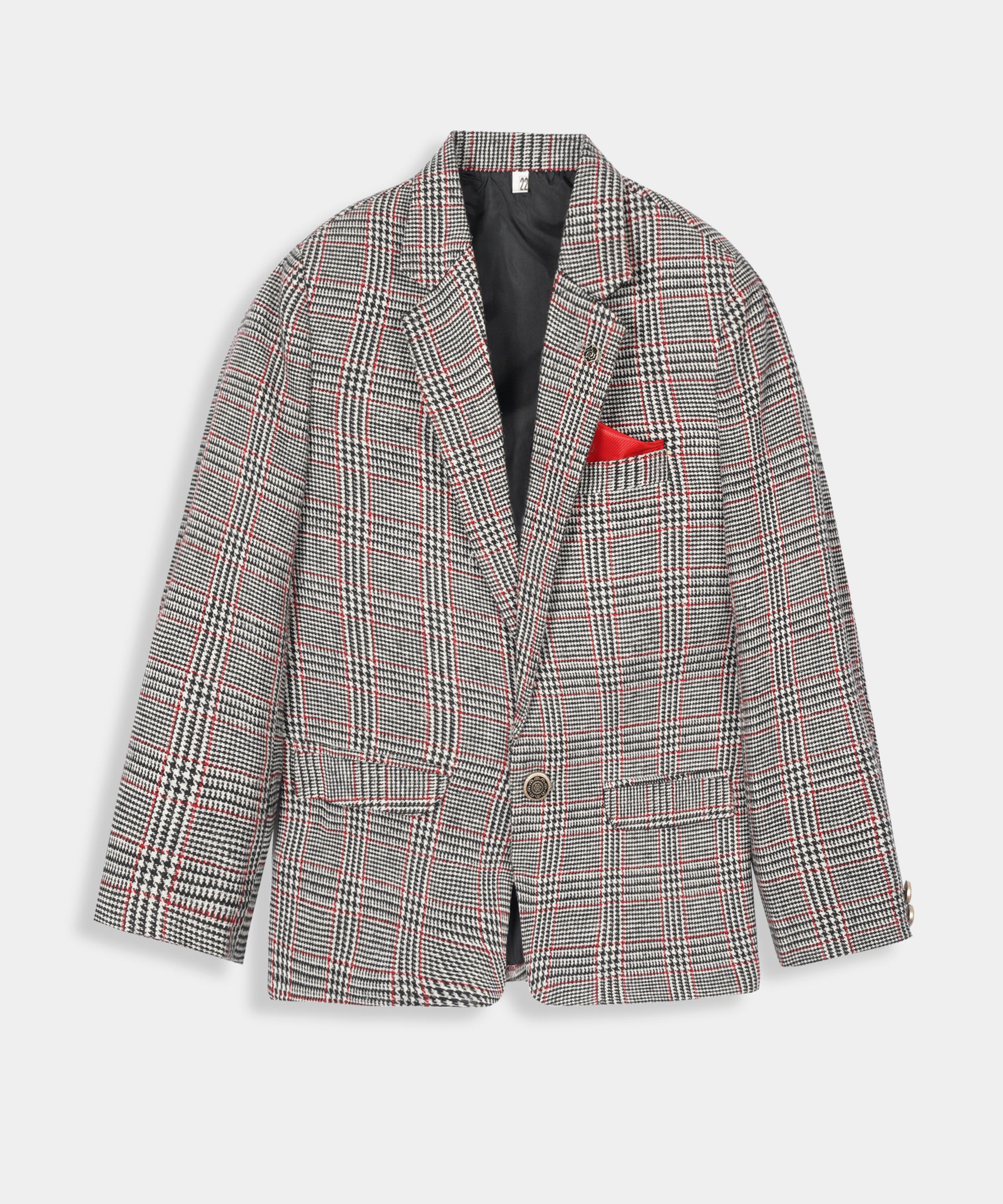 Boys Imported Soft Wool Grey & Blue Check Coat