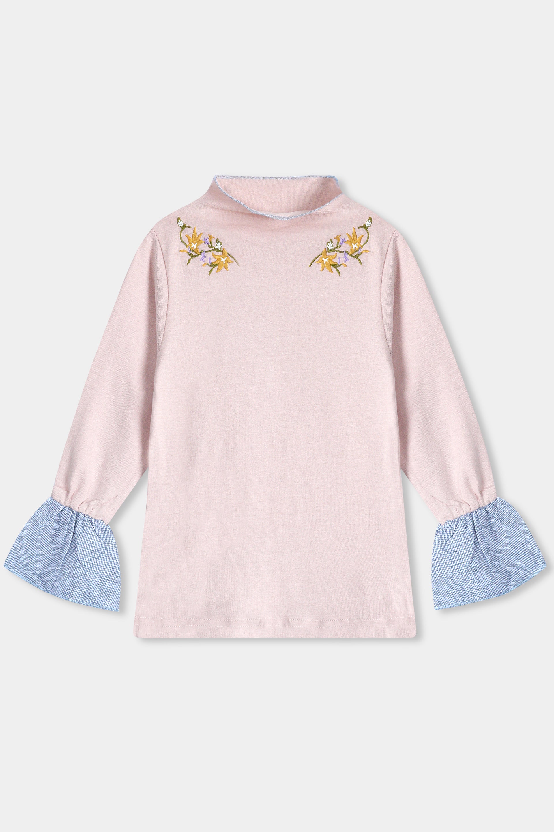 Girls Imported Soft Cotton Printed Long Sleeve T-Shirt With Frill Cuff