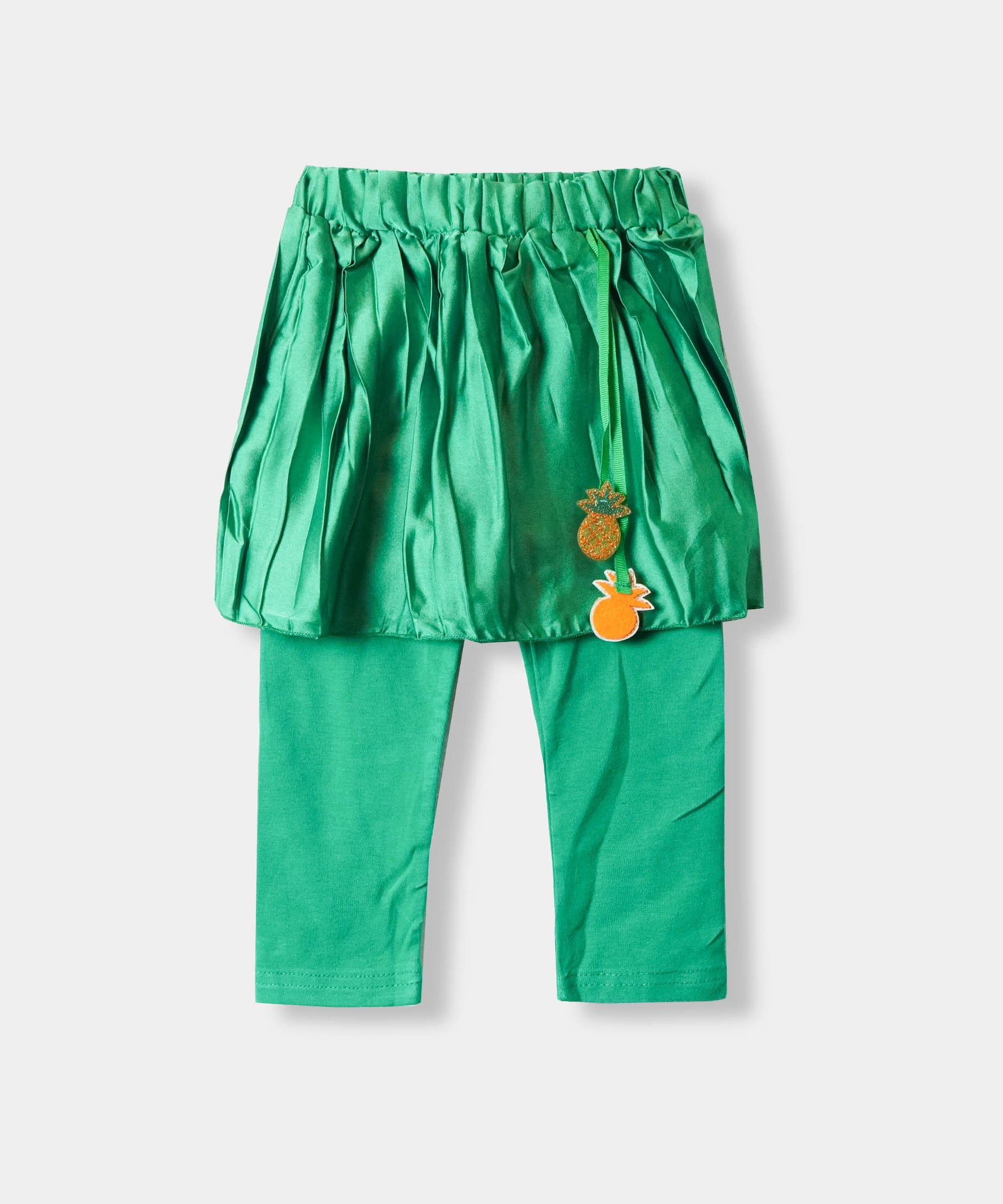 Girls Imported Soft Cotton Green Tights With Skirt