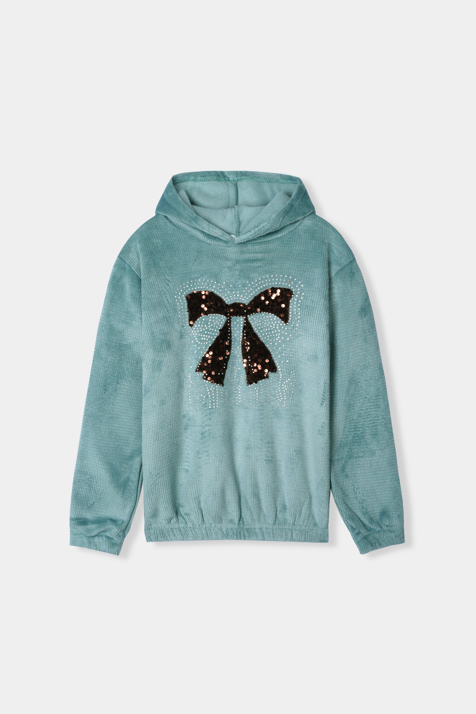 Imported Girls Pull Over Kotrai Velvet Hoodie With Sequin