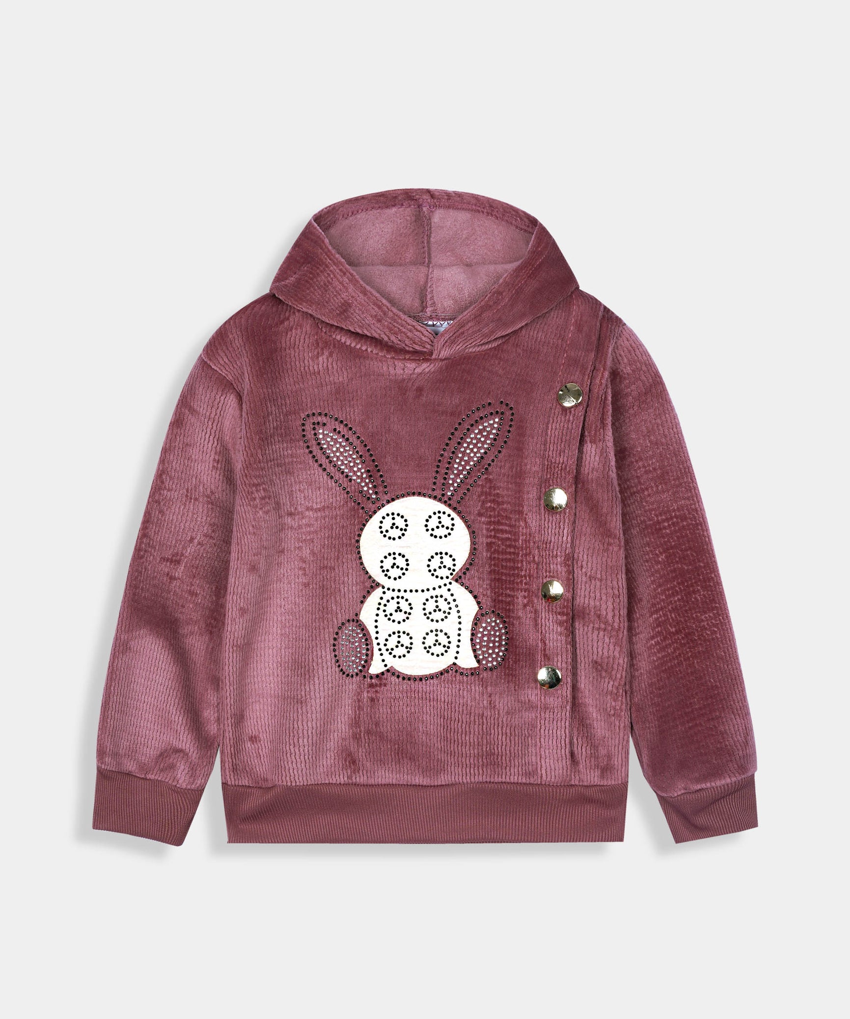 Imported Girls Pull Over Kotrai Velvet Hoodie With Sequin