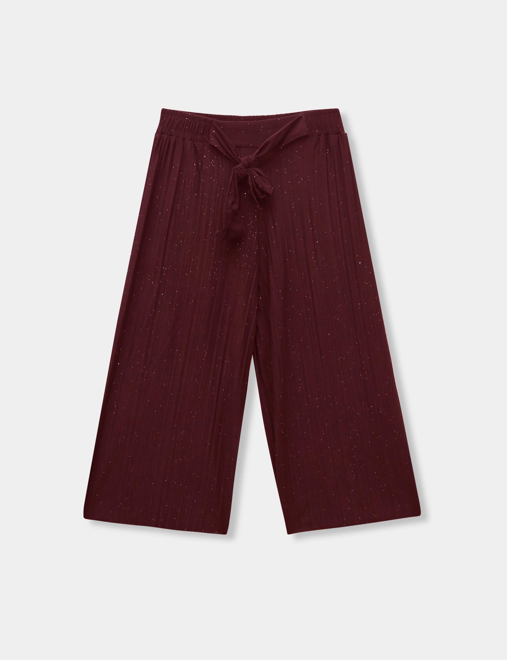 Girls Imported Linen Cotton Burgundy Bell Bottom Plazo Trouser