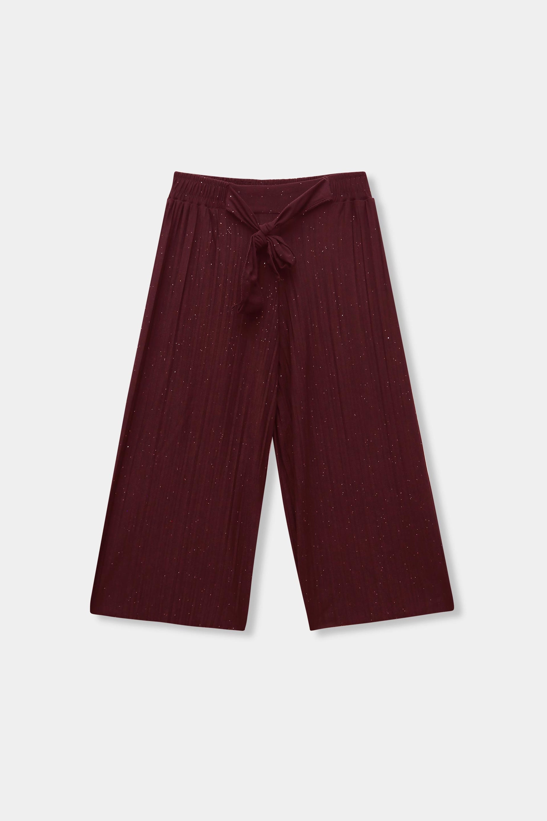 Girls Imported Linen Cotton Burgundy Bell Bottom Plazo Trouser