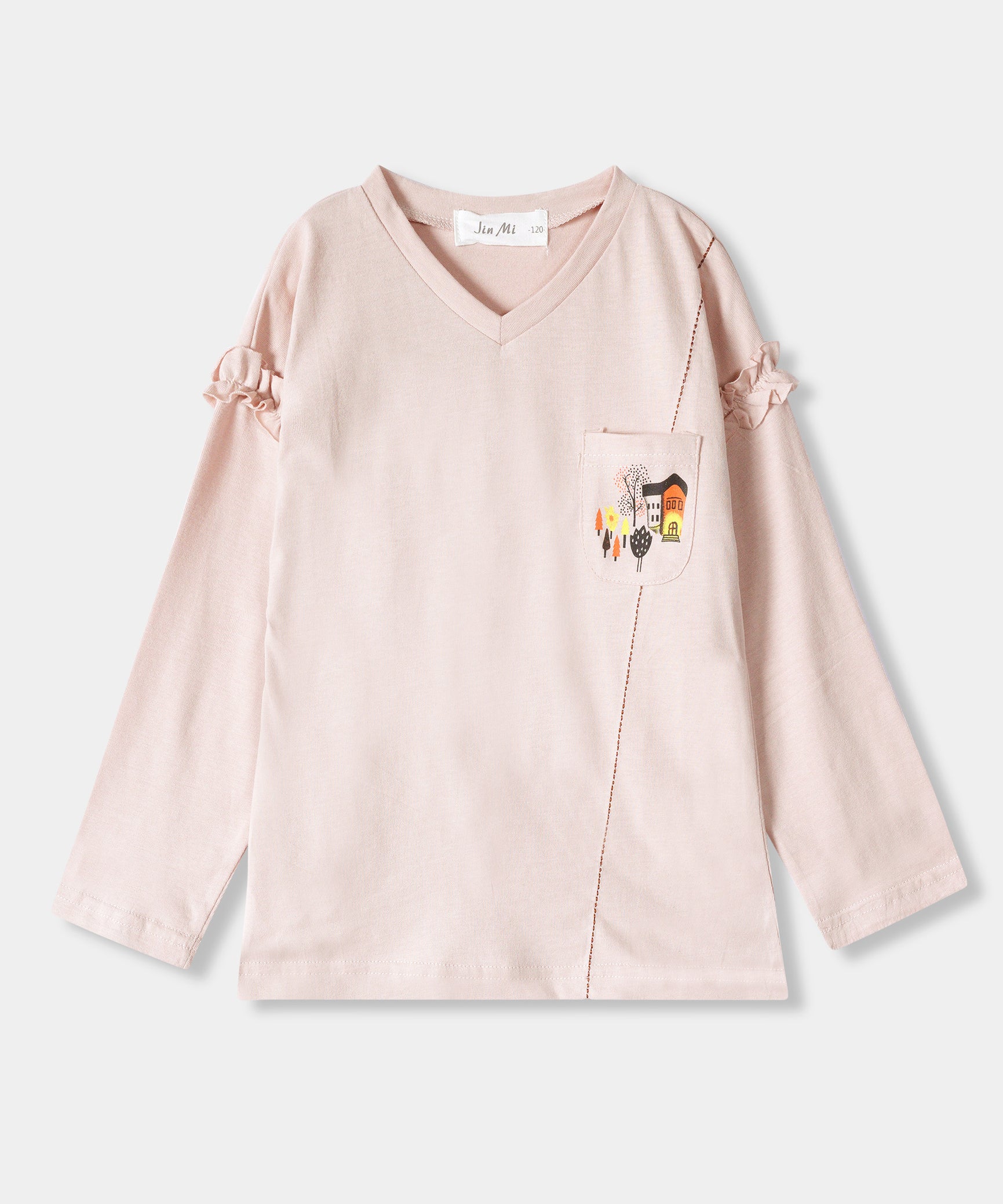 Girls Imported Soft Cotton Graphic Printed V Neck Long Sleeve T-Shirt