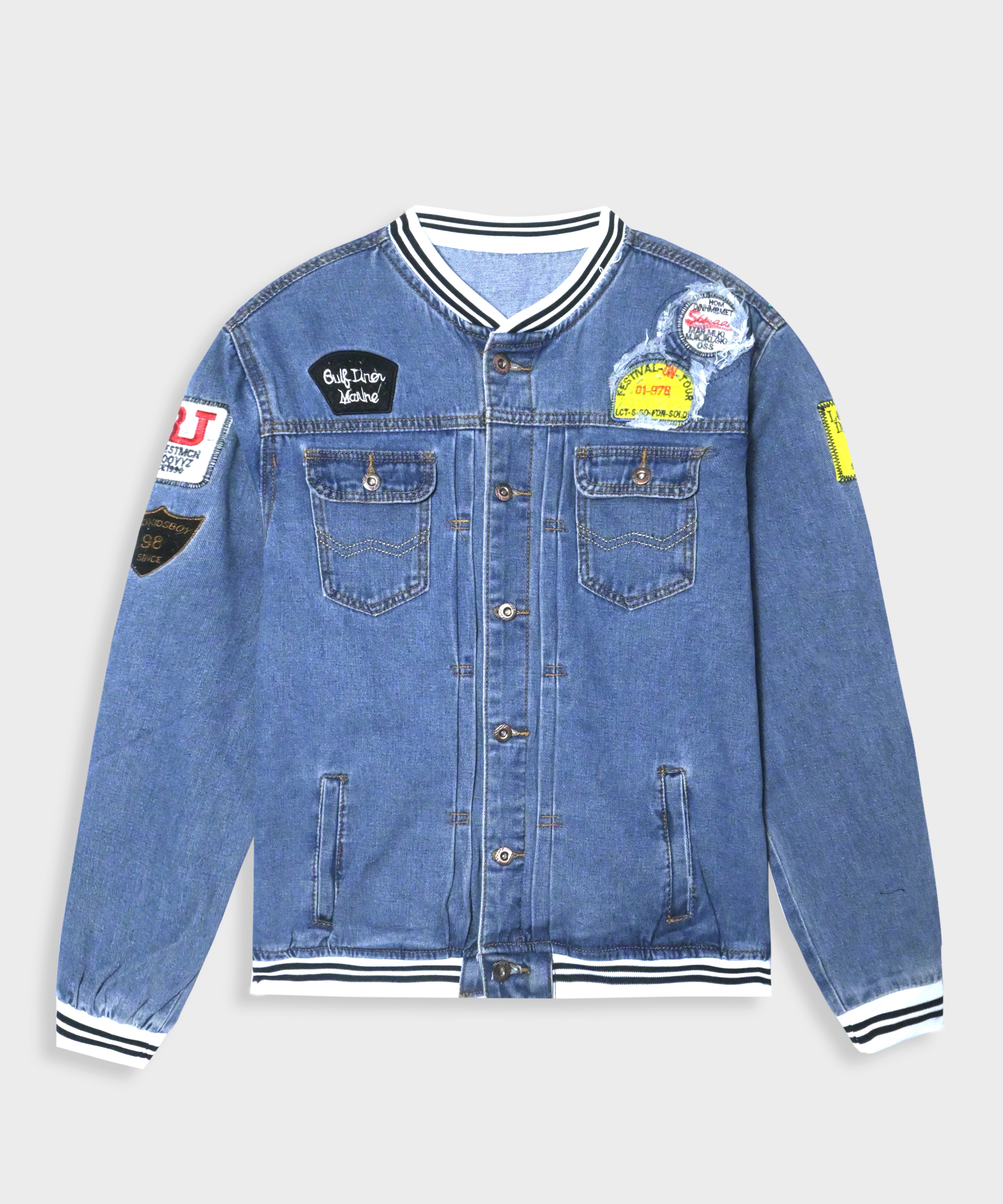 Imported Unisex Premium Quality Embroidered Patch Denim Jacket