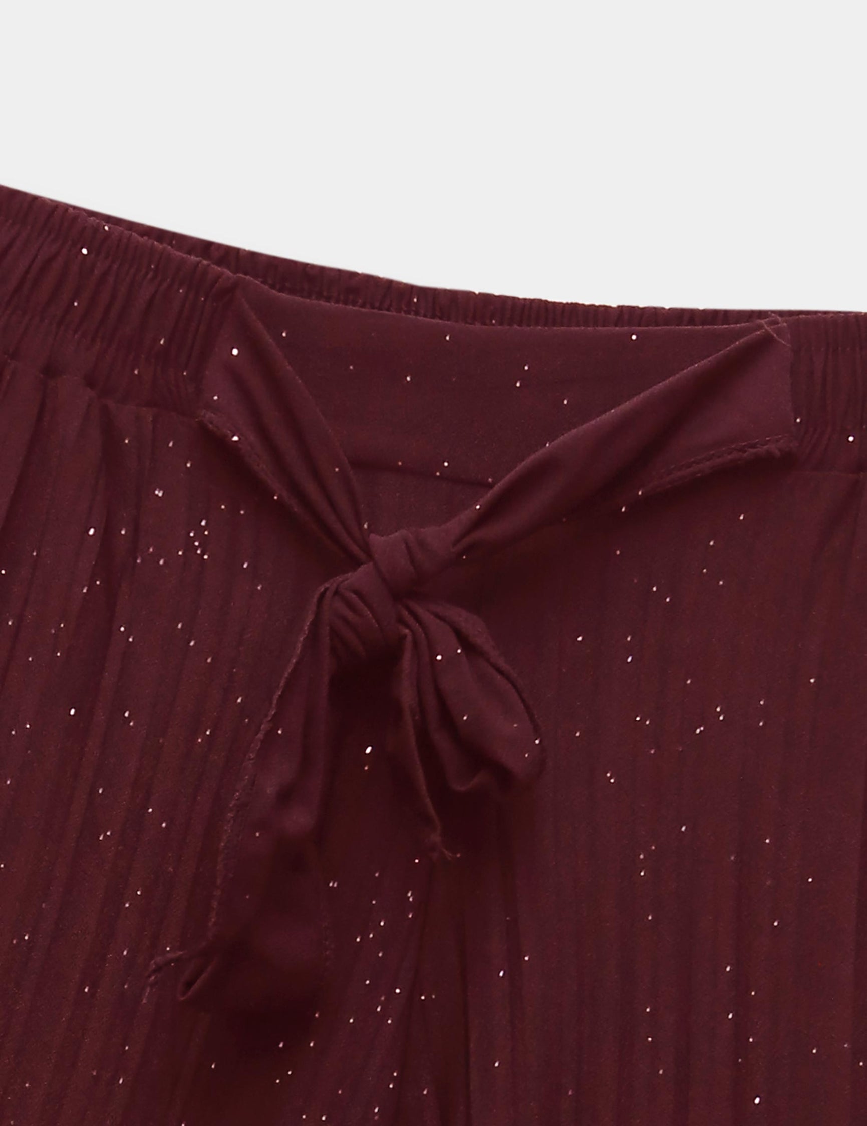 Girls Imported Linen Cotton Burgundy Bell Bottom Plazo Trouser