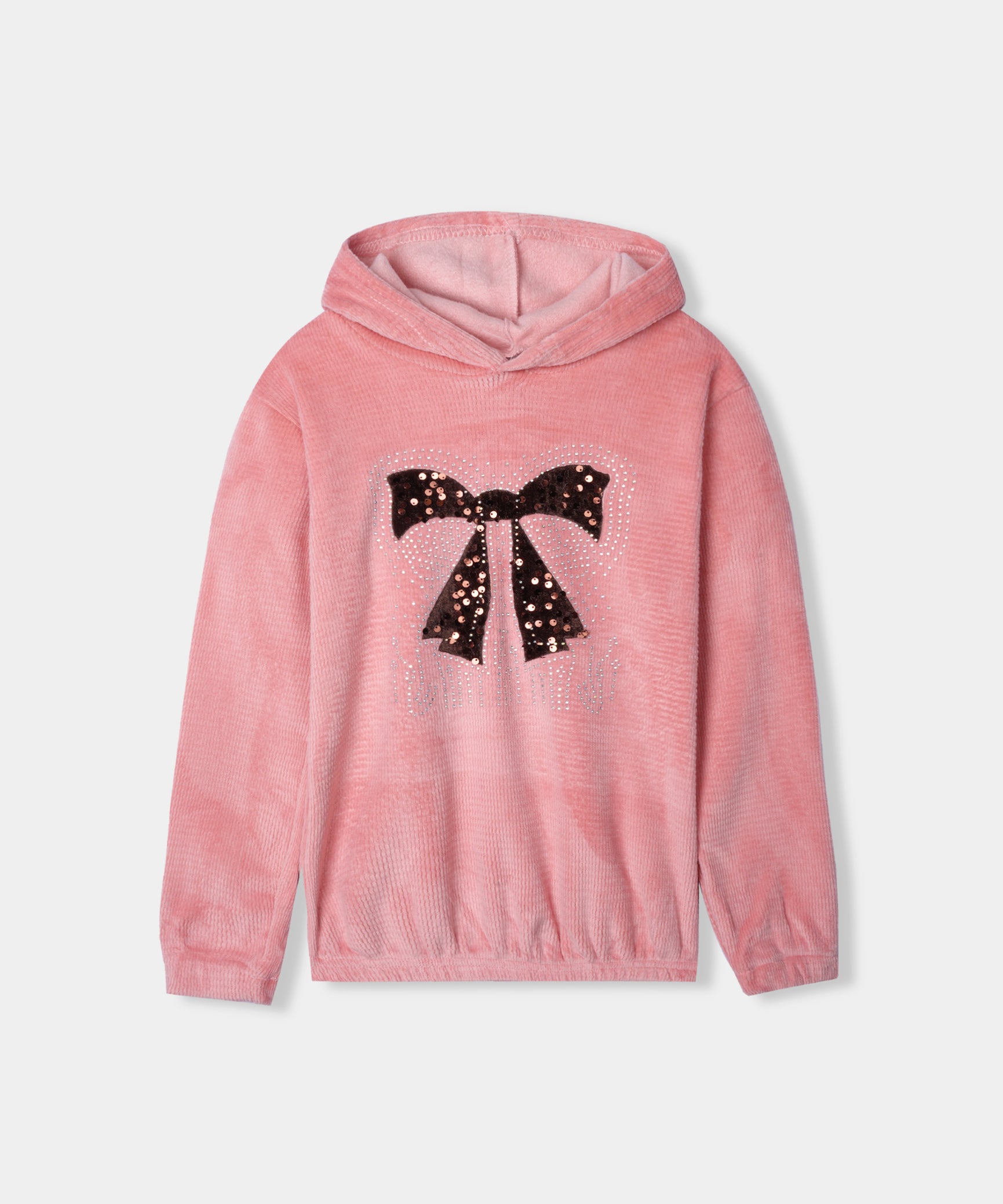Imported Girls Pull Over Kotrai Velvet Hoodie With Sequin