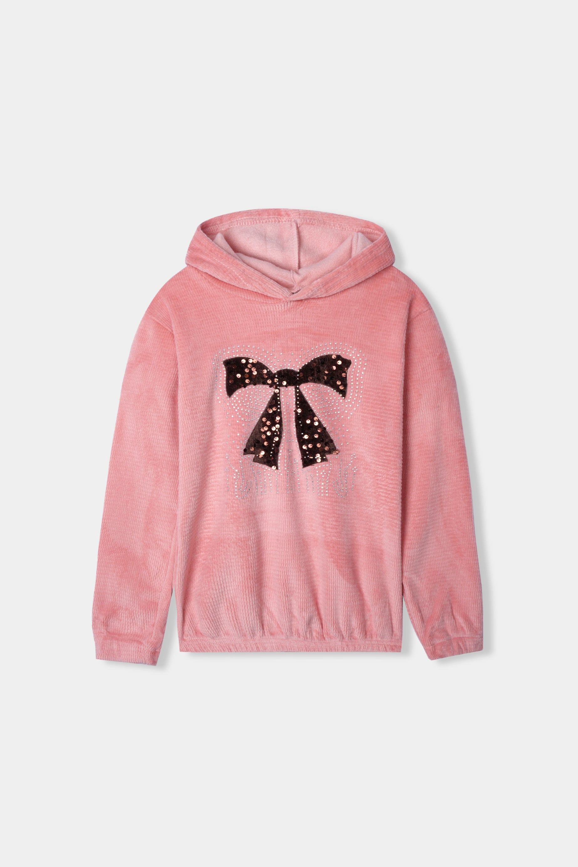 Imported Girls Pull Over Kotrai Velvet Hoodie With Sequin