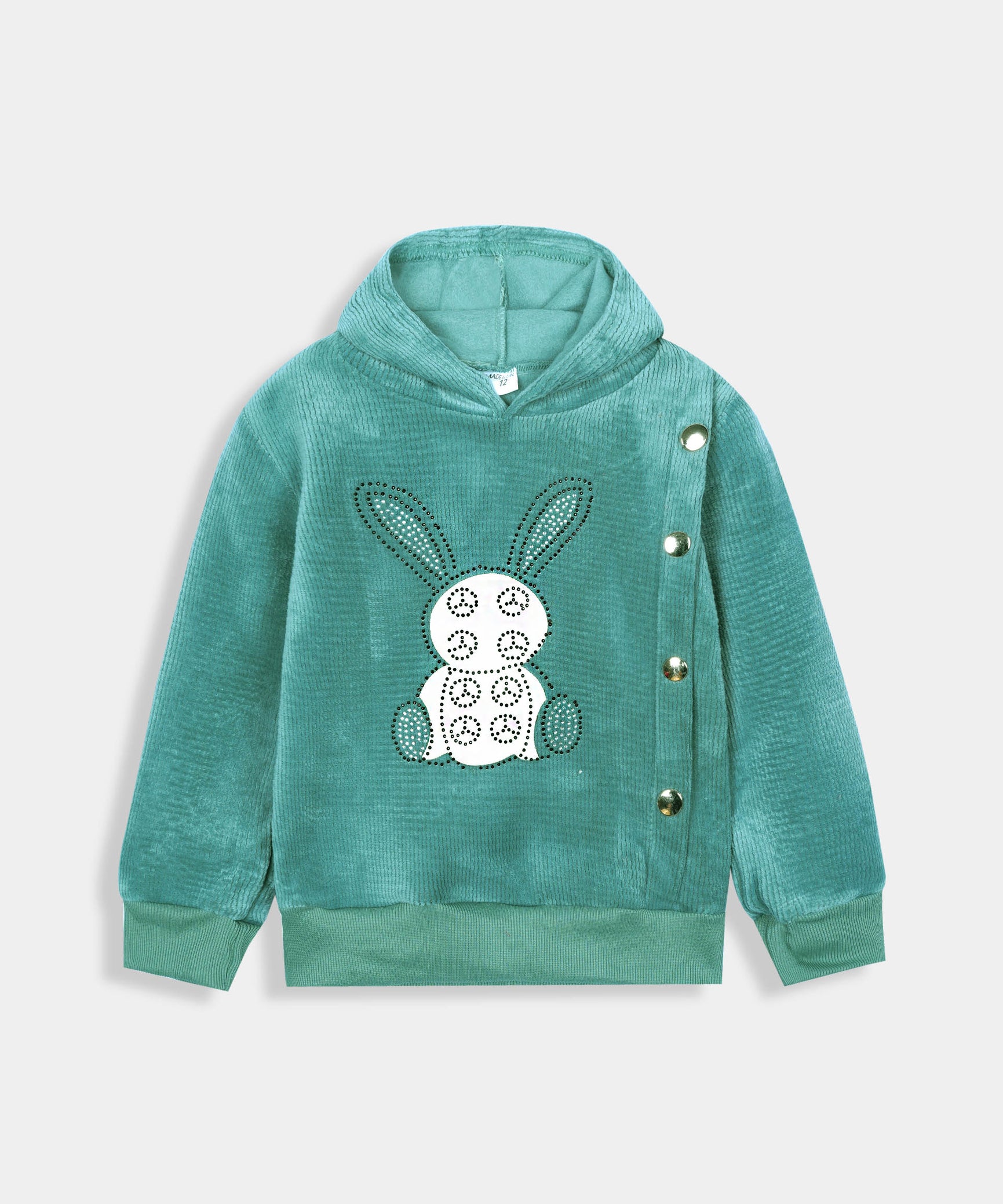 Imported Girls Pull Over Kotrai Velvet Hoodie With Sequin