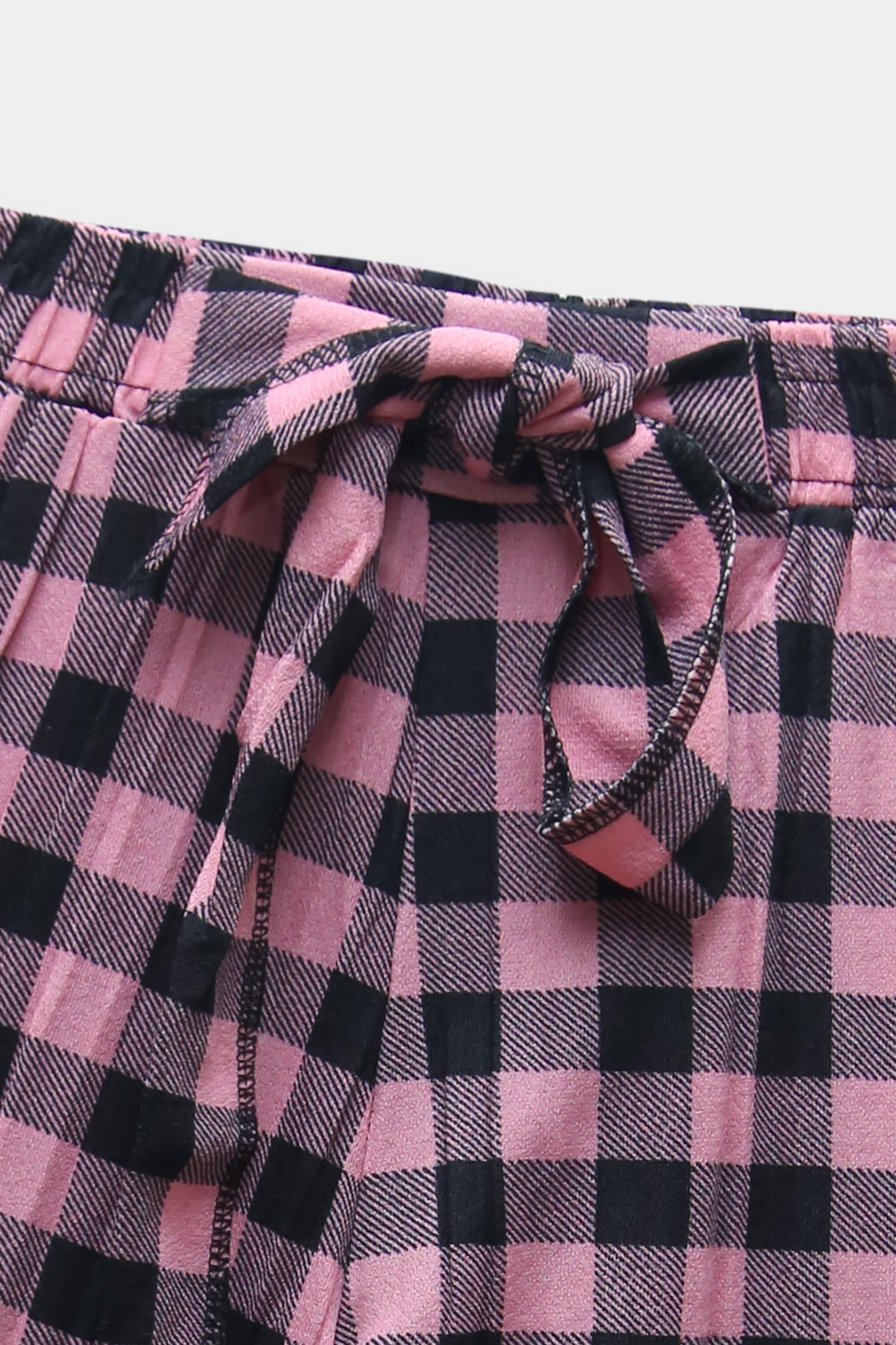 Girls Imported Linen Cotton Pink and Black Check Bell Bottom Plazo Trouser