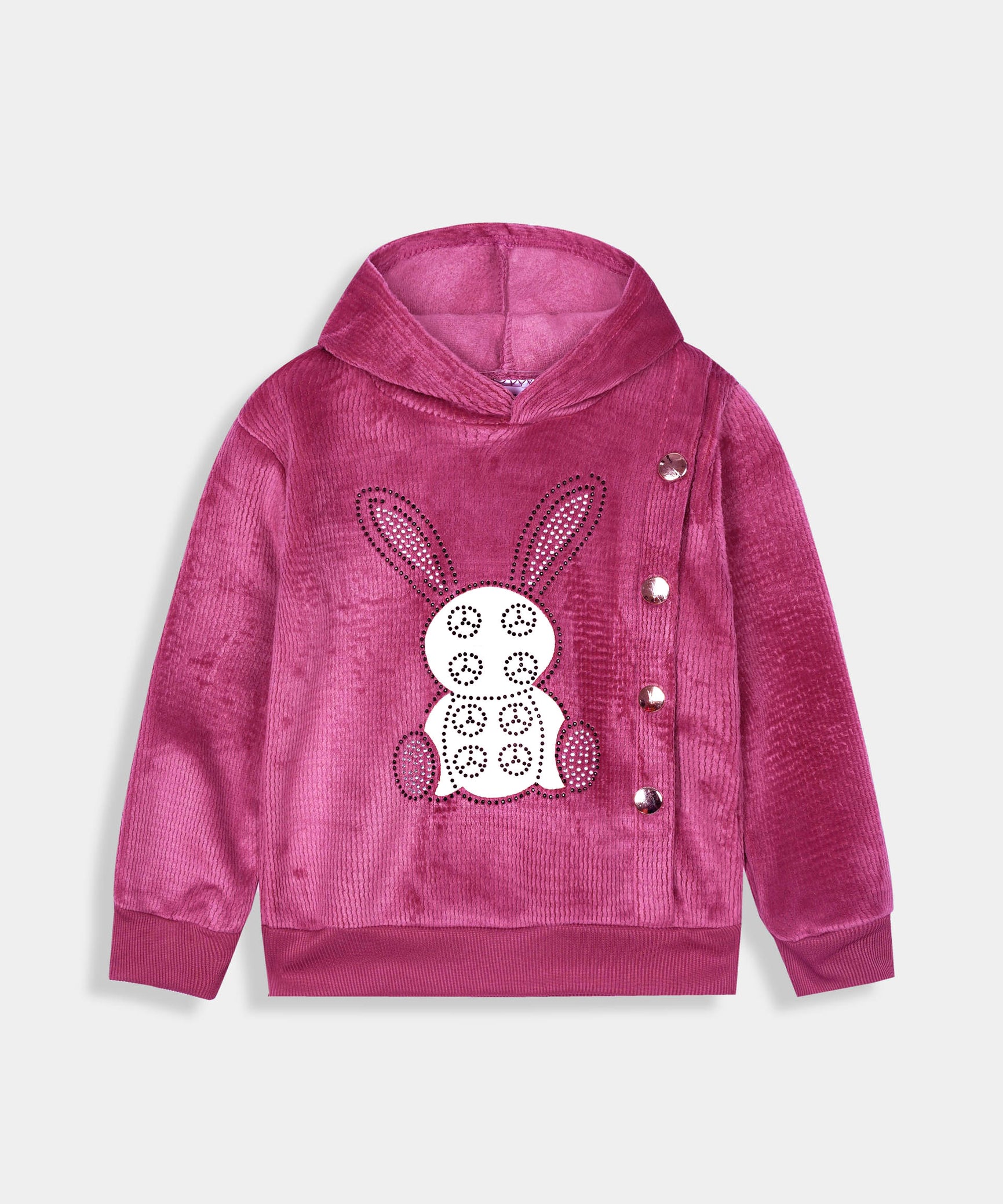 Imported Girls Pull Over Kotrai Velvet Hoodie With Sequin