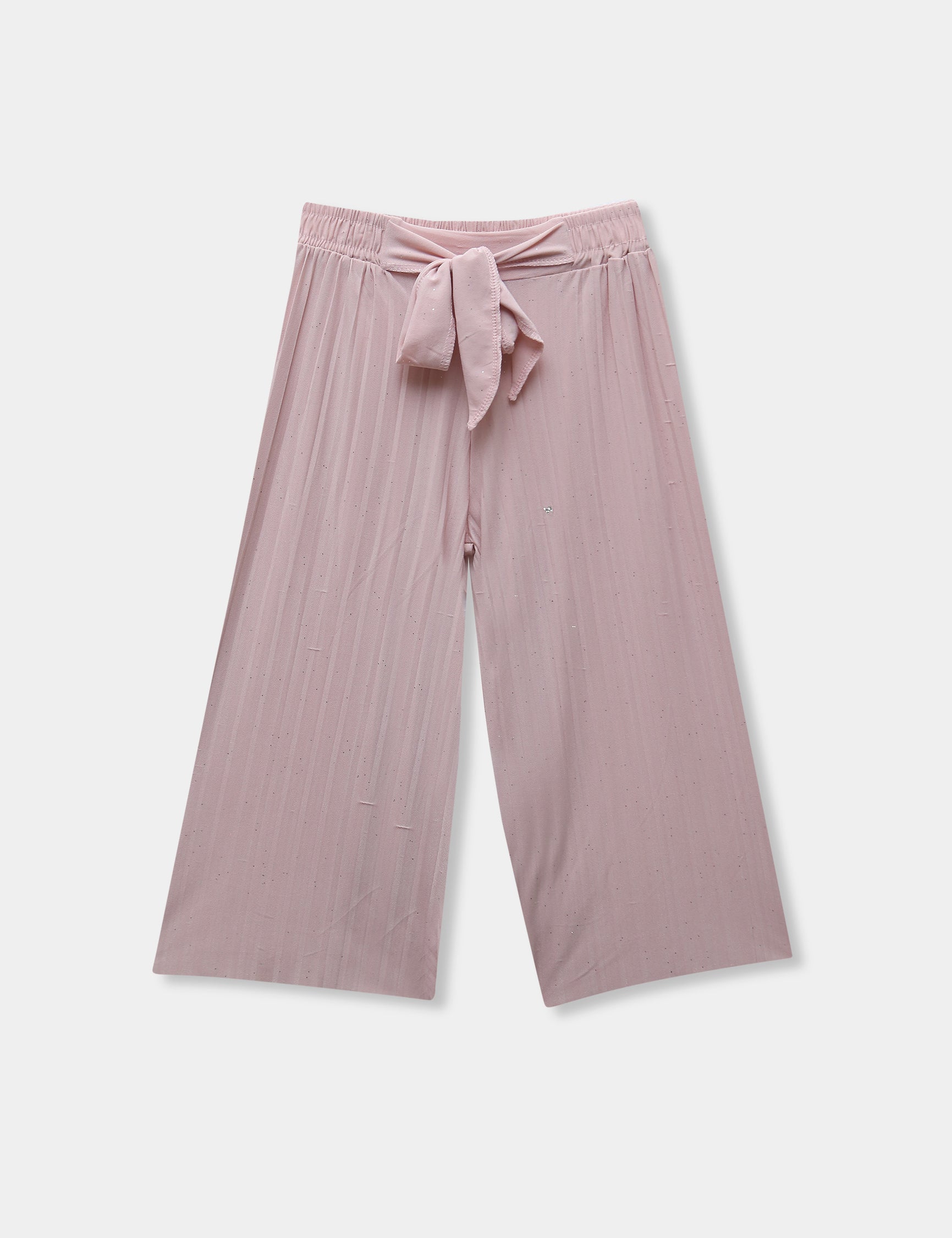 Girls Imported Linen Cotton Light Pink Bell Bottom Plazo Trouser
