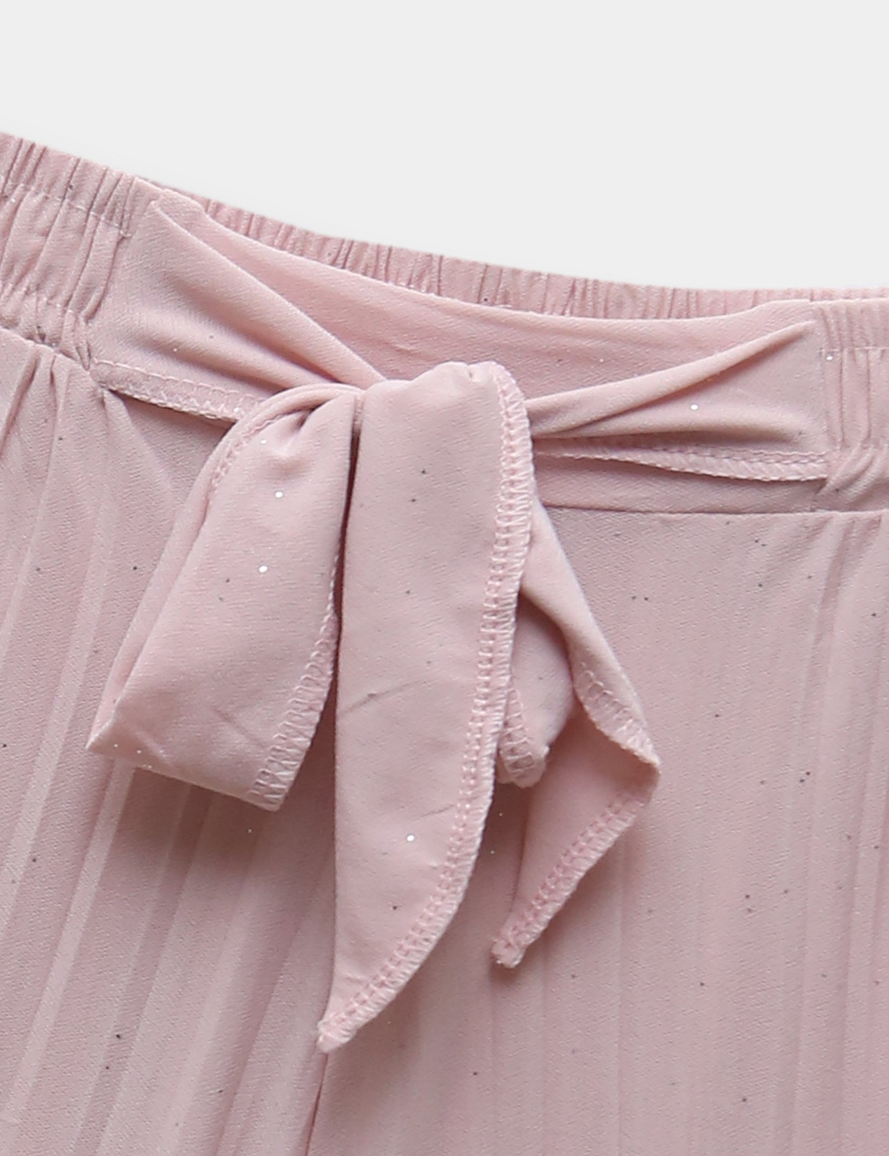 Girls Imported Linen Cotton Light Pink Bell Bottom Plazo Trouser
