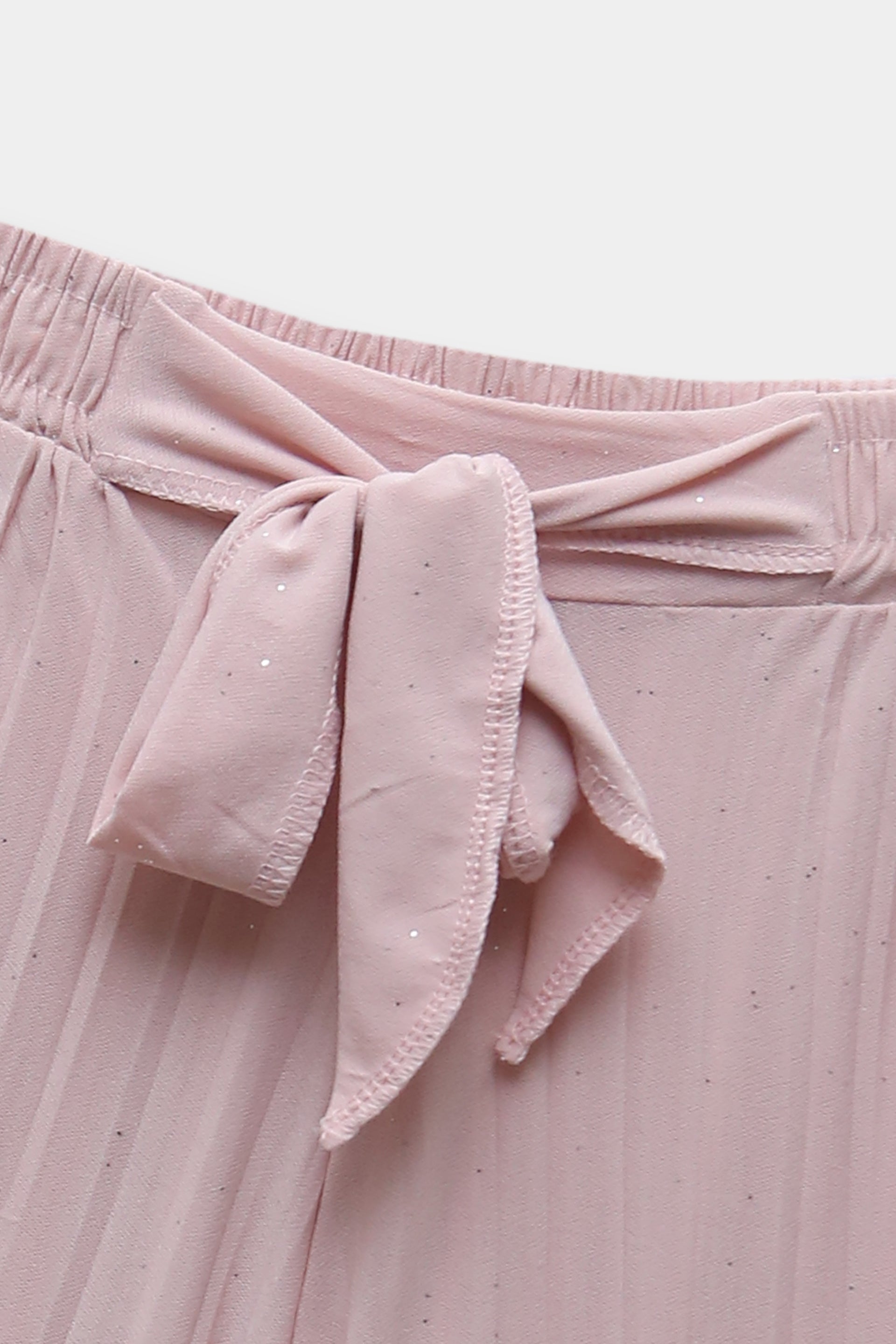 Girls Imported Linen Cotton Light Pink Bell Bottom Plazo Trouser(size 3 years to 12 years)