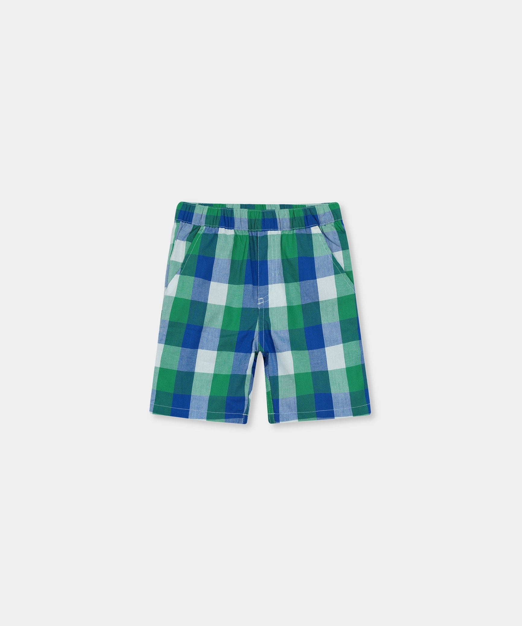 Kids 100% Imported Soft Cotton Green Check Shorts