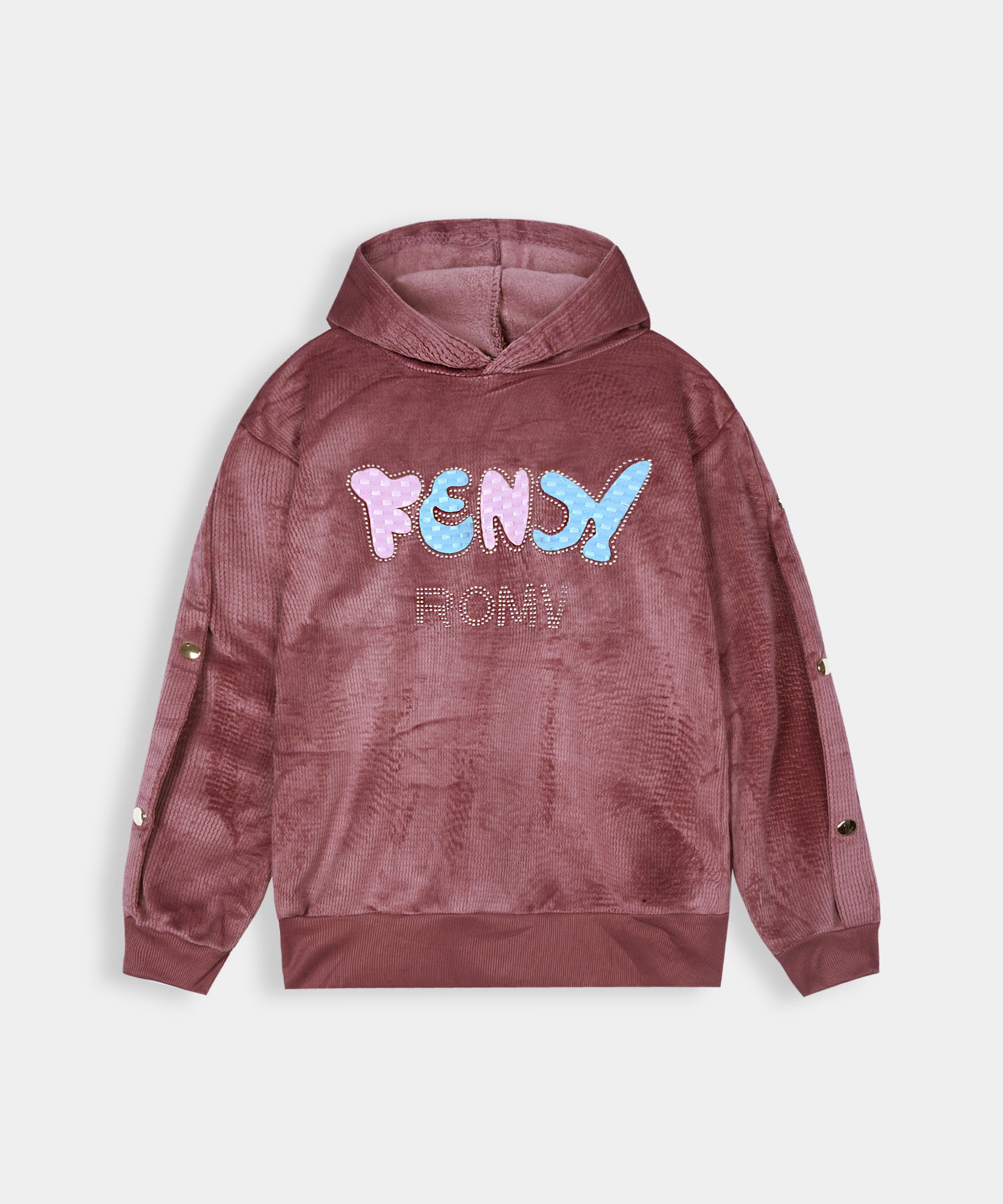 Imported Girls Pull Over Kotrai Velvet Hoodie With Sequin