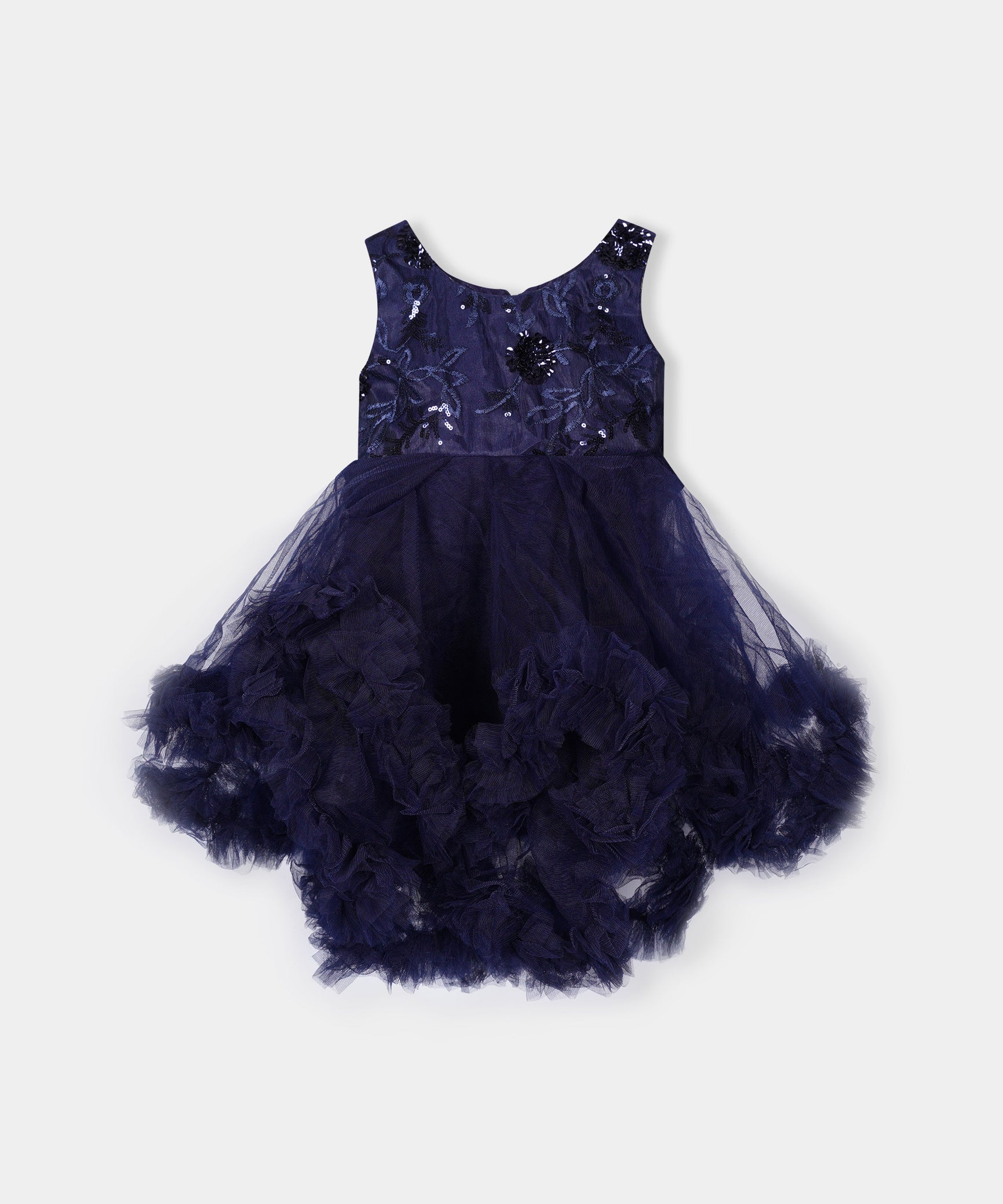 Girls Imported "Quality Fairy Frill Navy Blue Frock"