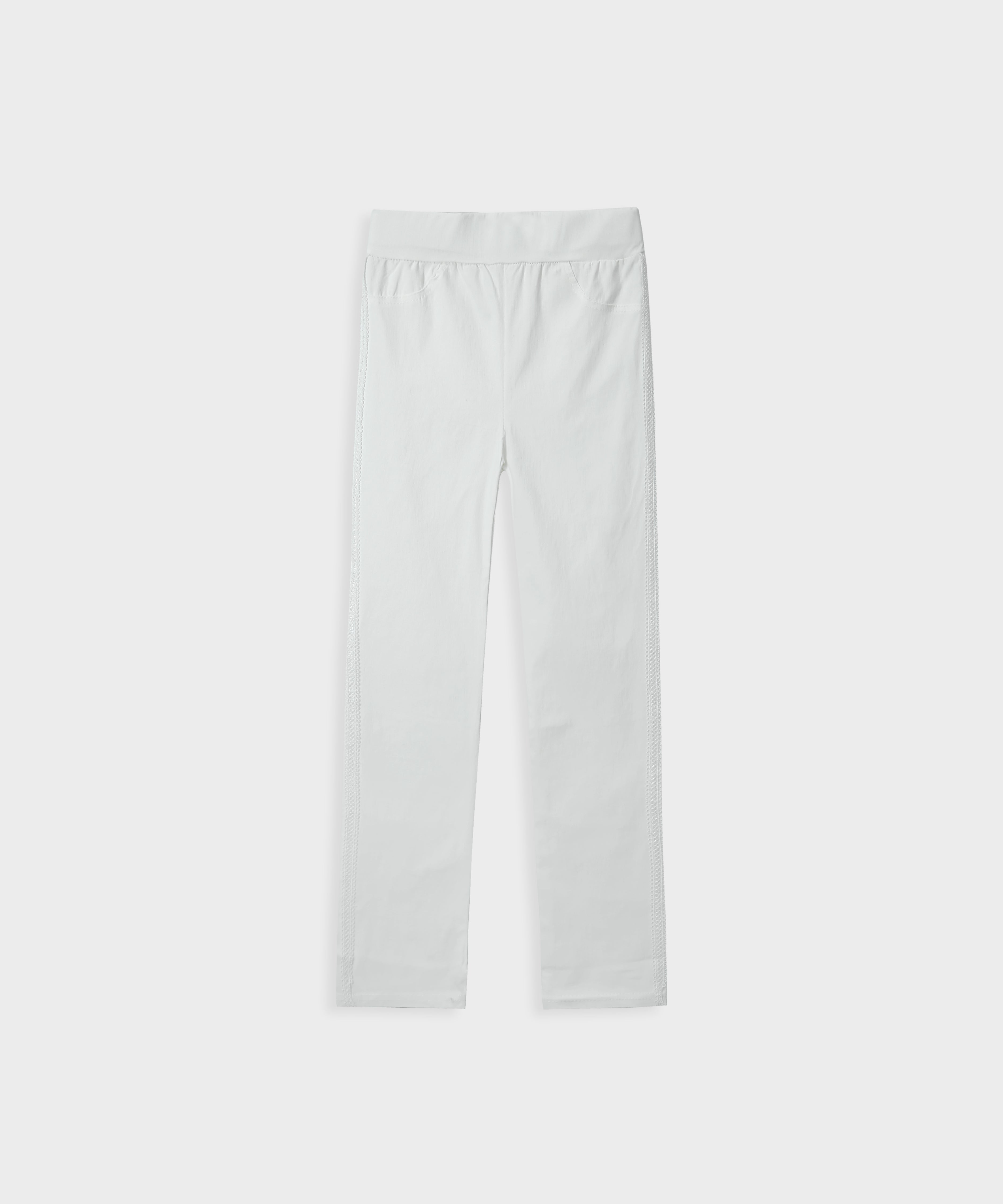 Imported White Pant Tights For Girls - White