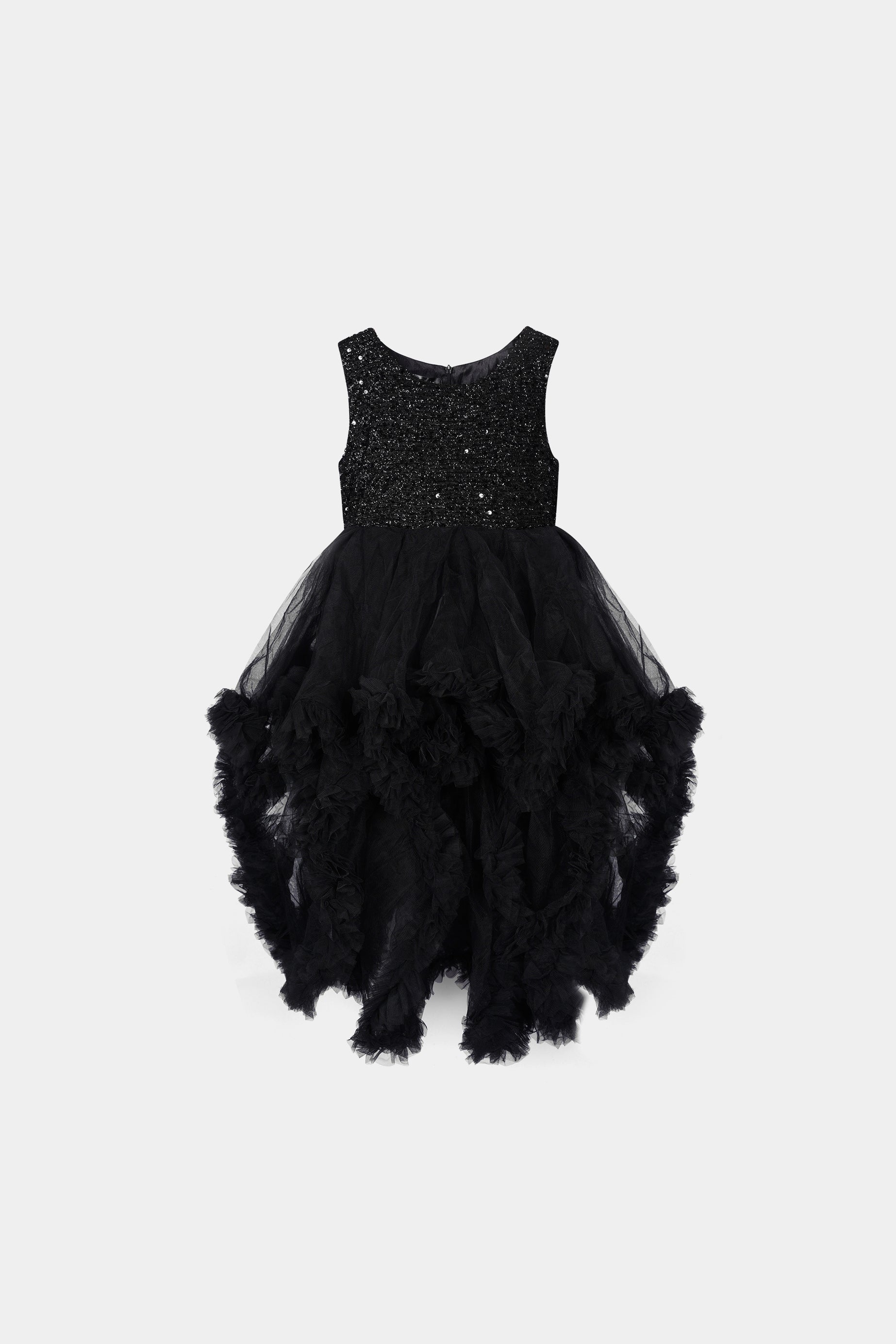 Girls Imported "Quality Fairy Frill Black Tail Frock"