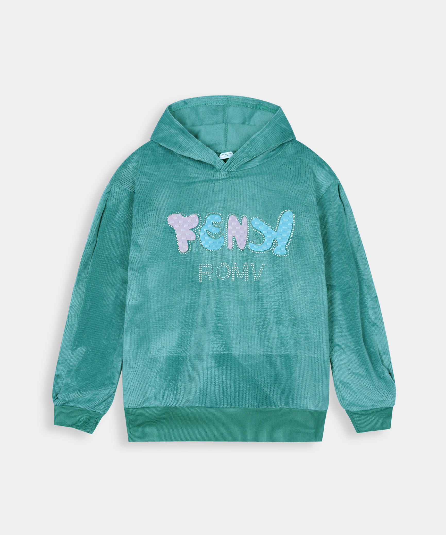 Imported Girls Pull Over Kotrai Velvet Hoodie With Sequin