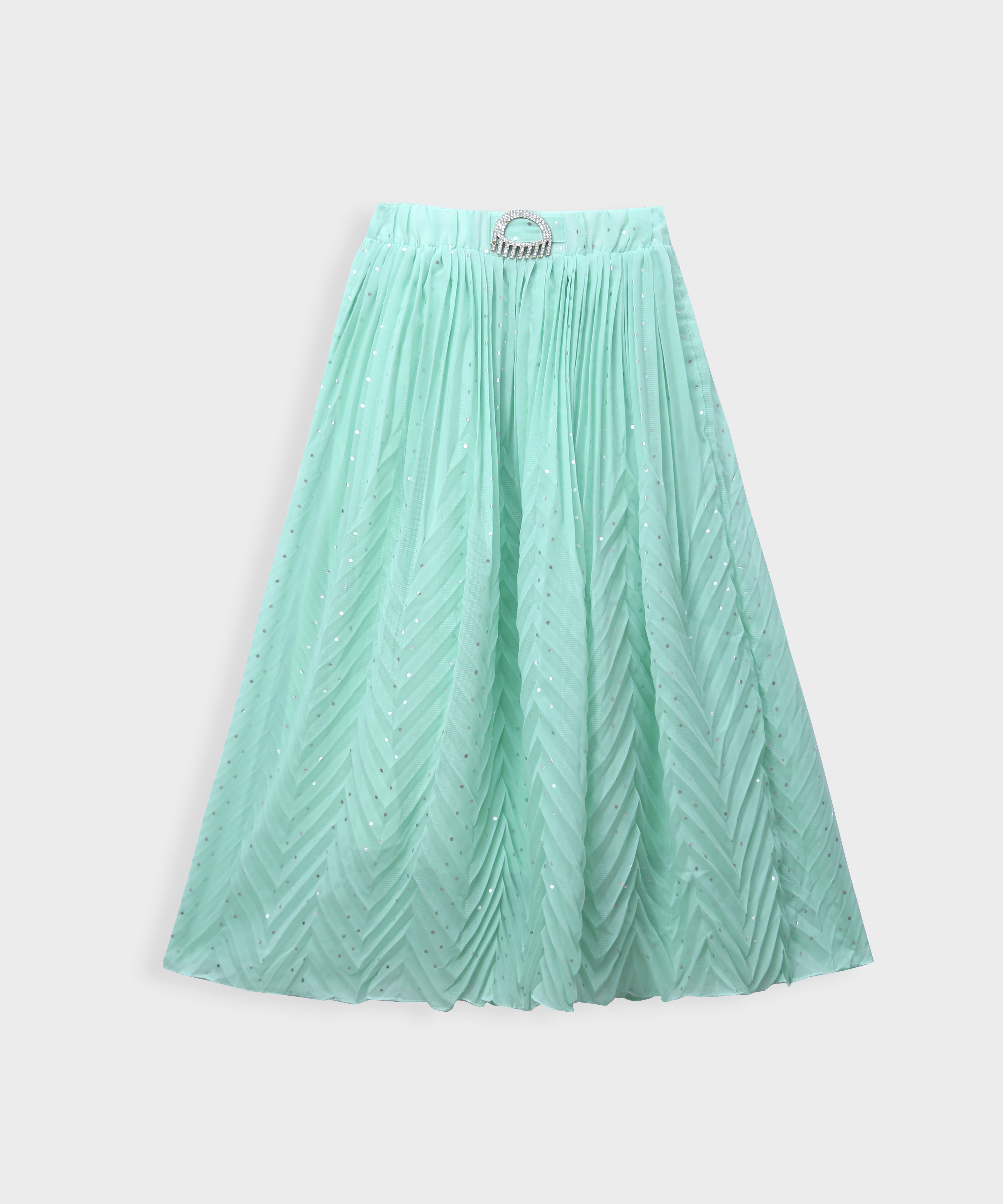 Imported Bell Bottom Aqua Chifon Skirt For Girls