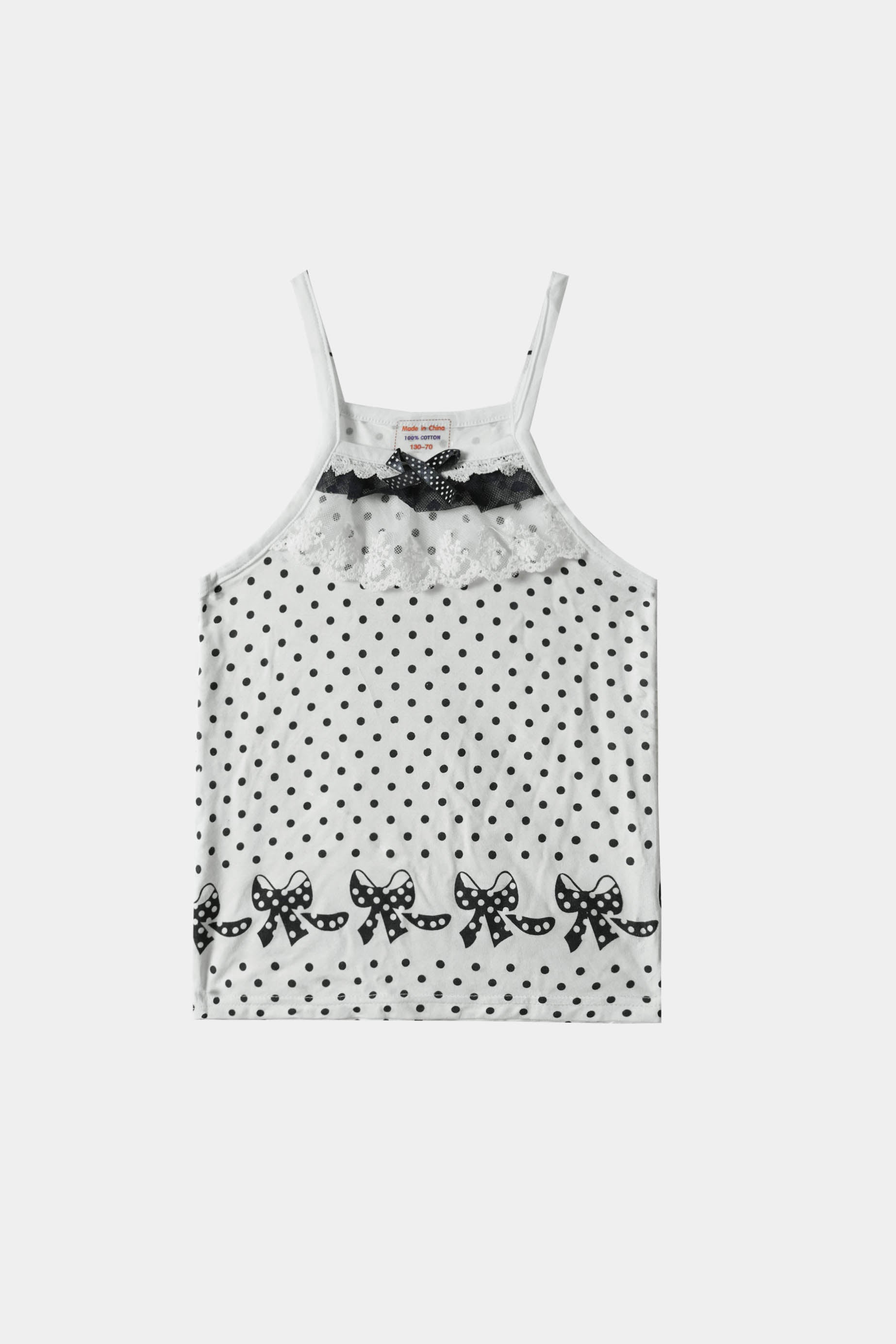 Girls Imported Soft Cotton All Over Printed White And Black Dots Top