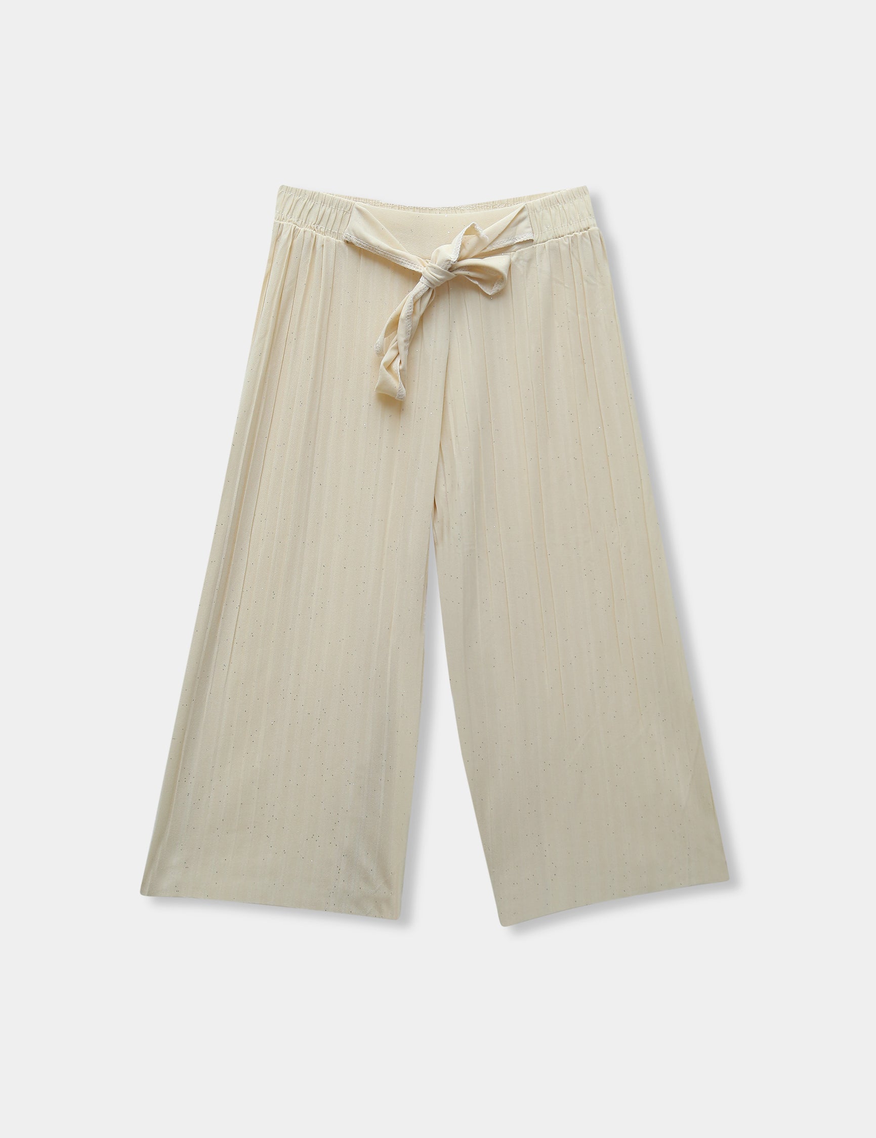 Girls Imported Linen Cotton Off White Bell Bottom Plazo Trouser