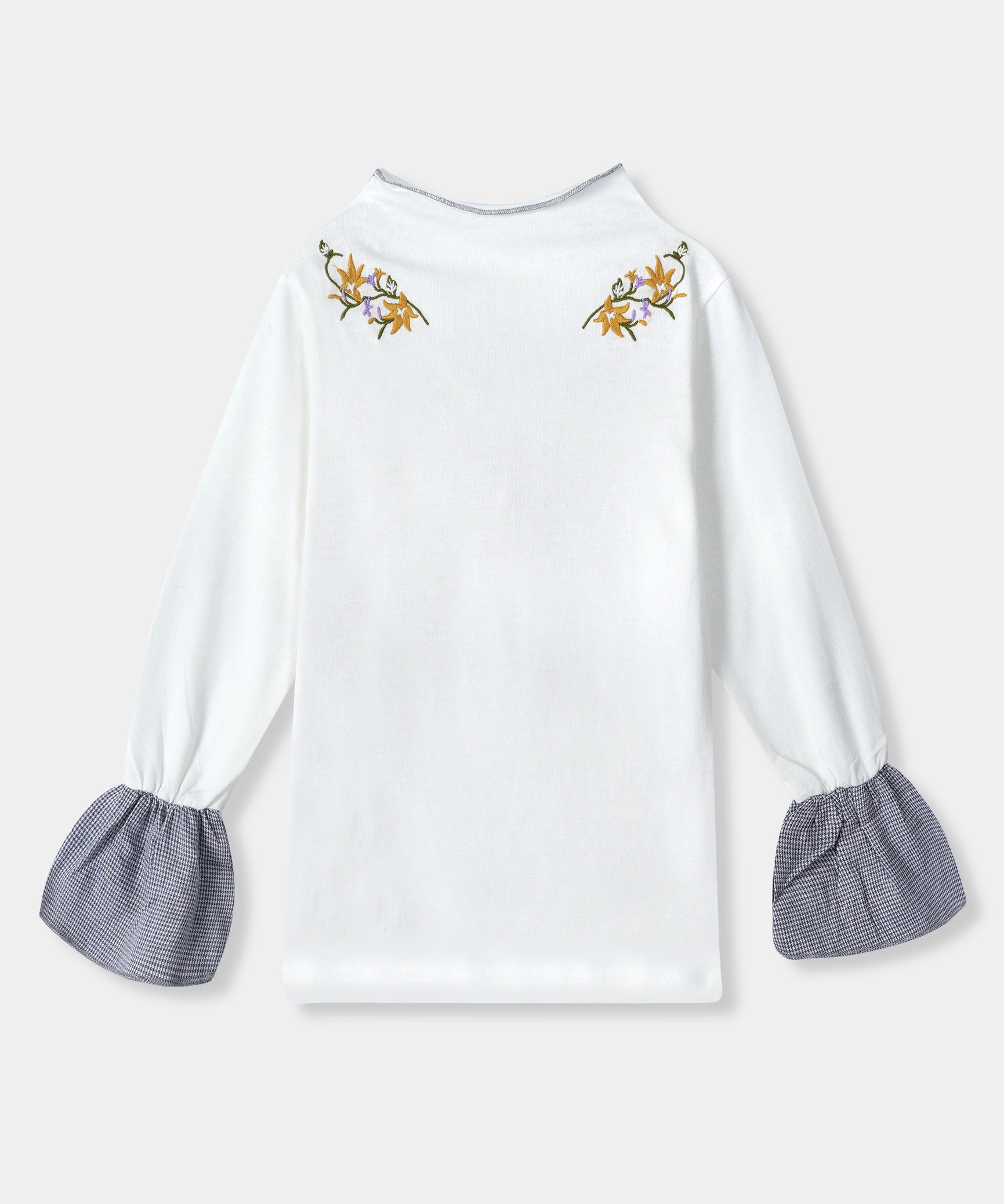 Girls Imported Soft Cotton Embroidered Long Sleeve T-Shirt With Frill Cuff