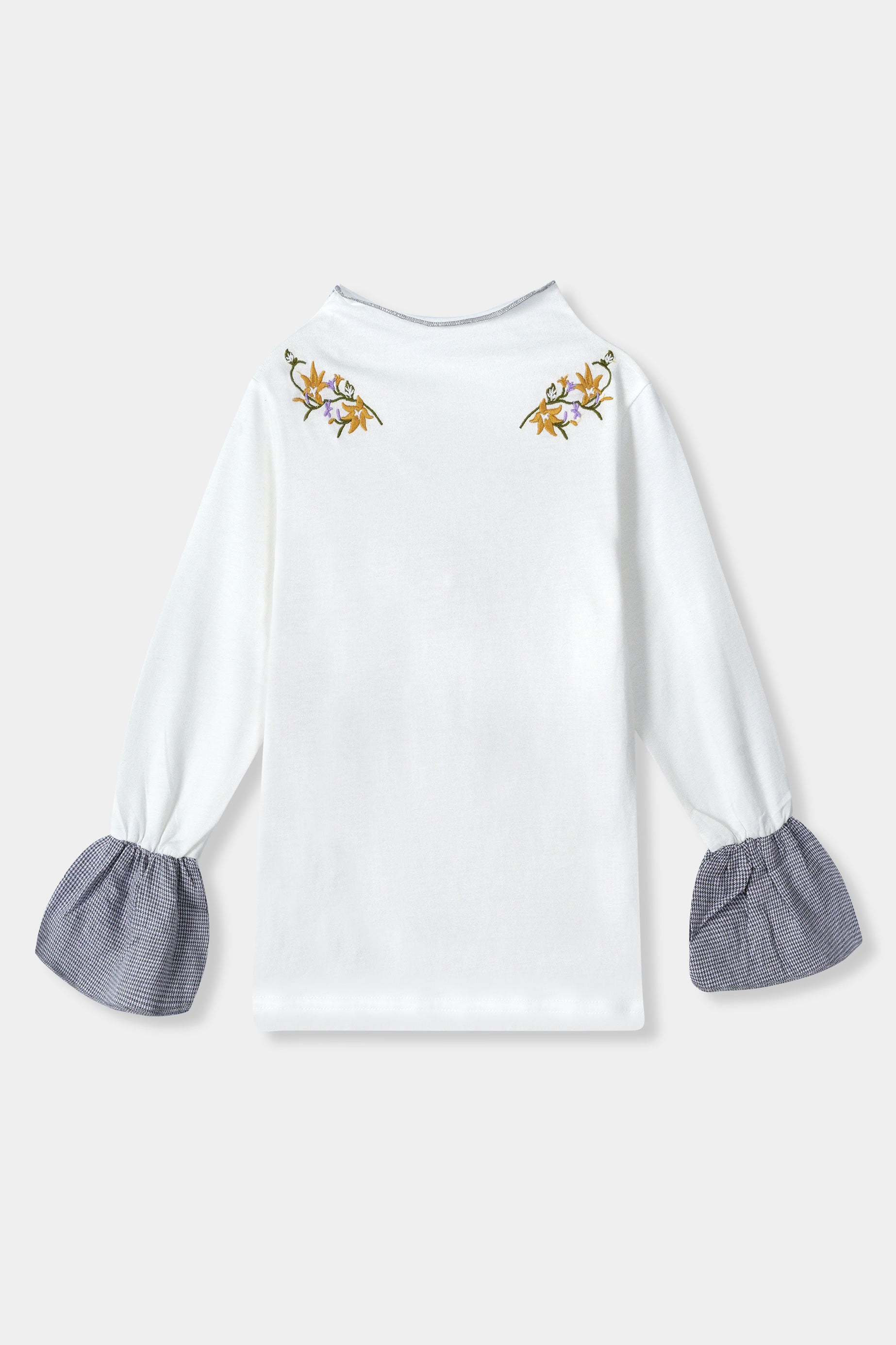 Girls Imported Soft Cotton Embroidered Long Sleeve T-Shirt With Frill Cuff