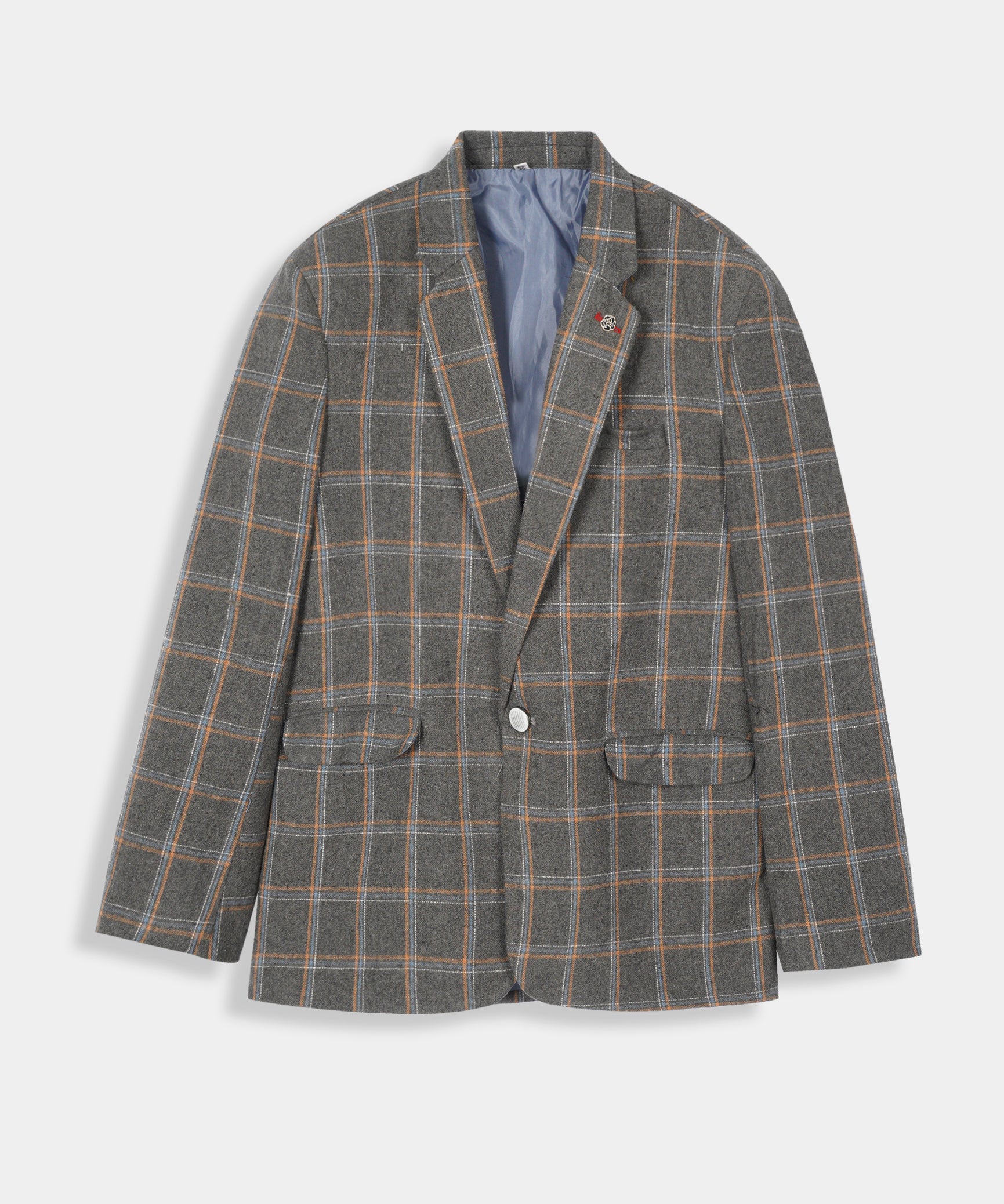 Boys Imported Soft Wool Dark Grey Check Coat