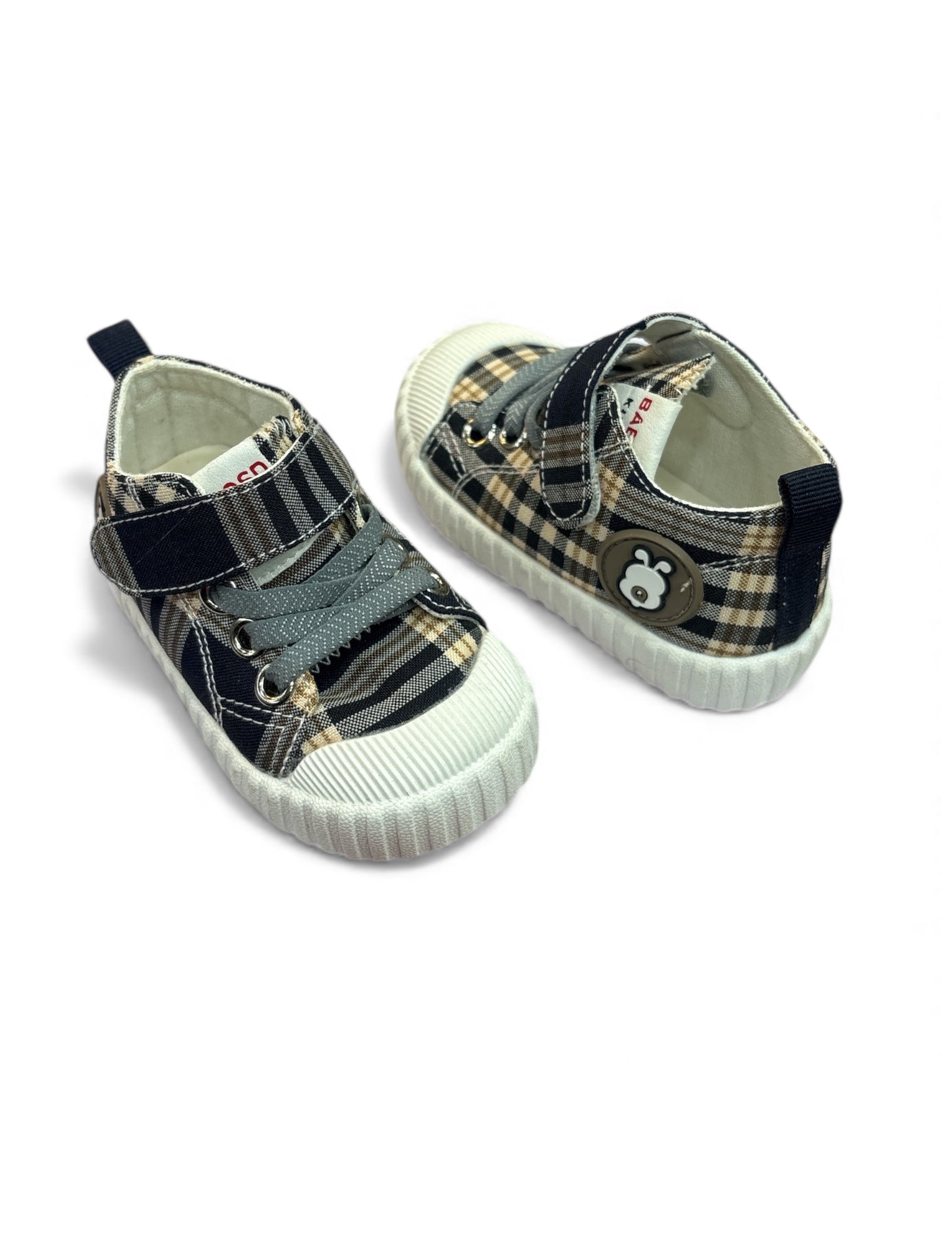 Imported- Plaid Paws Prewalker kid's sneaker