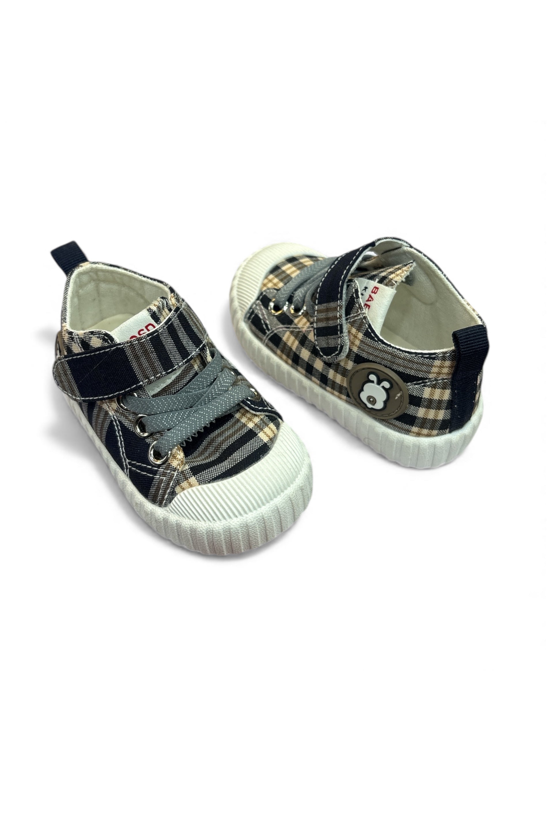 Imported- Plaid Paws Prewalker kid's sneaker