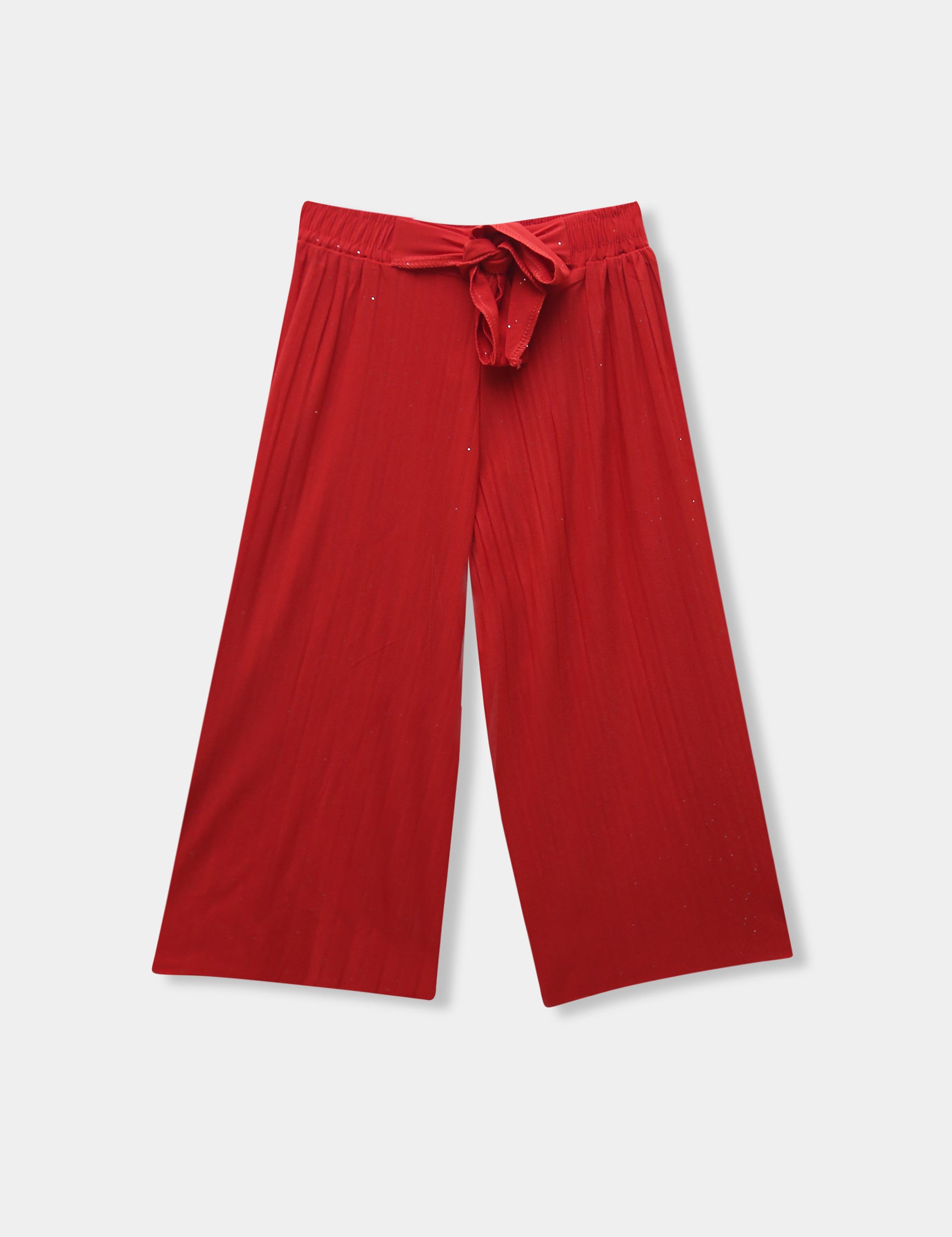 Girls Imported Linen Cotton Red Bell Bottom Plazo Trouser