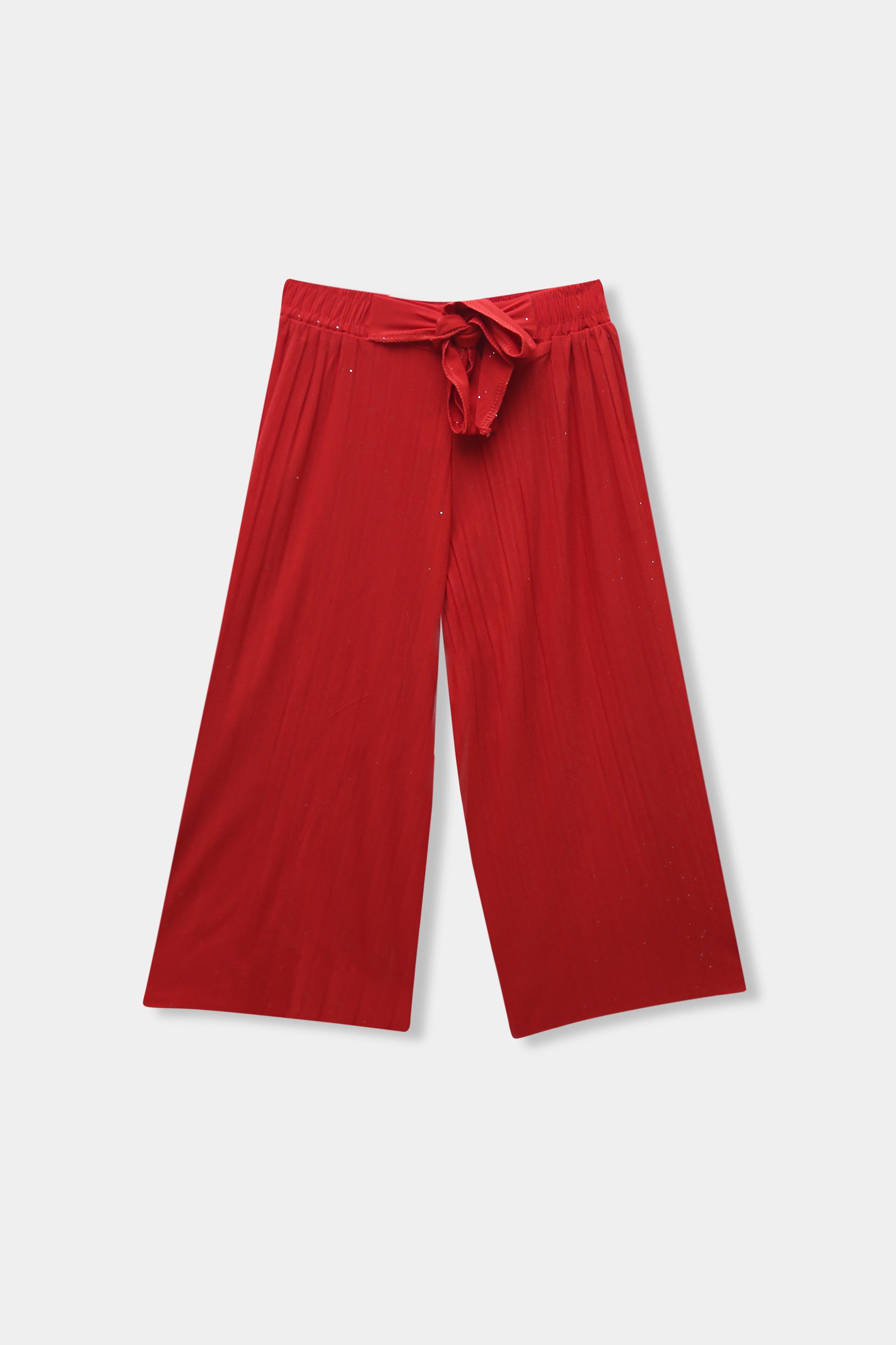 Girls Imported Linen Cotton Red Bell Bottom Plazo Trouser