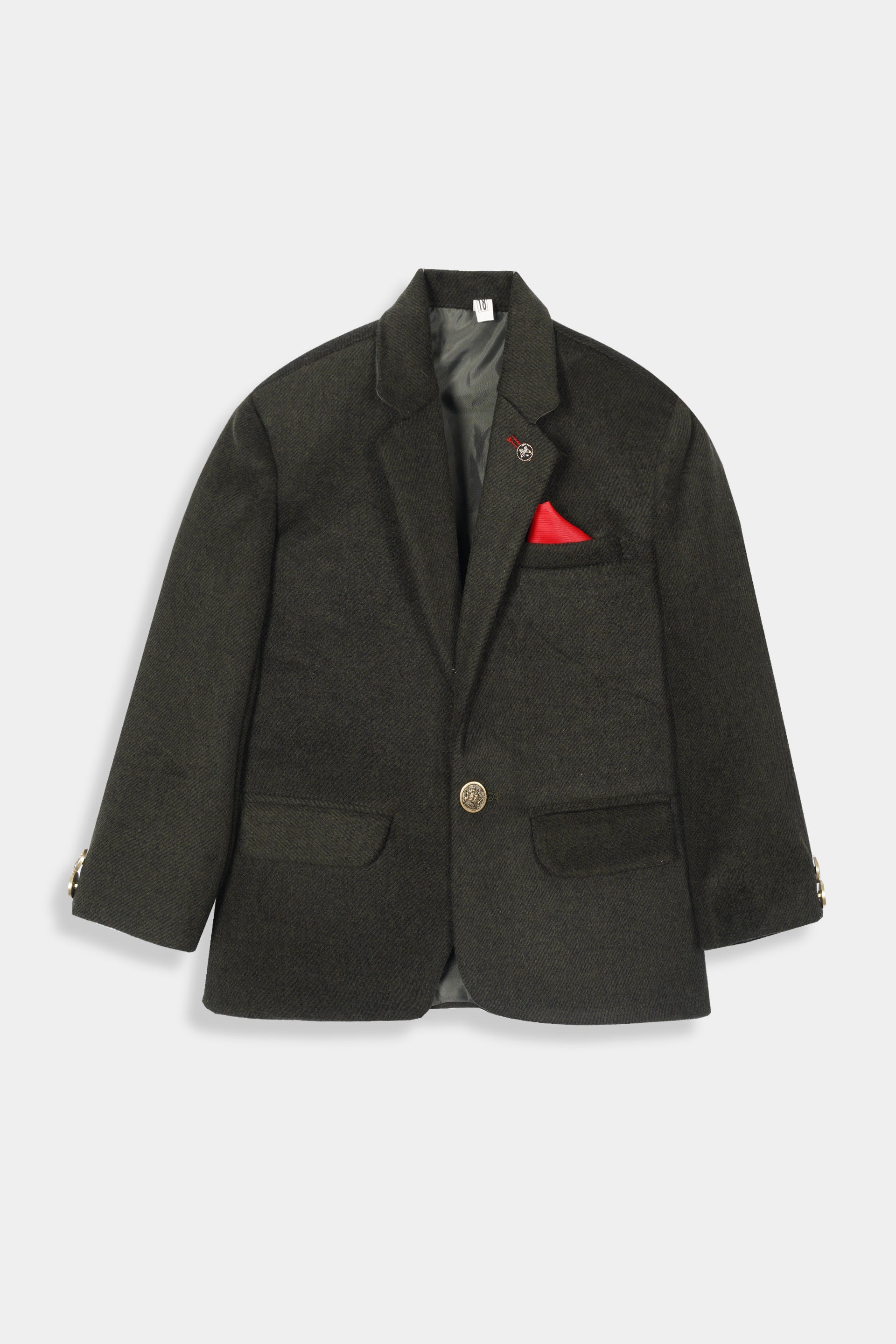 Boys Imported Soft Wool Black Coat