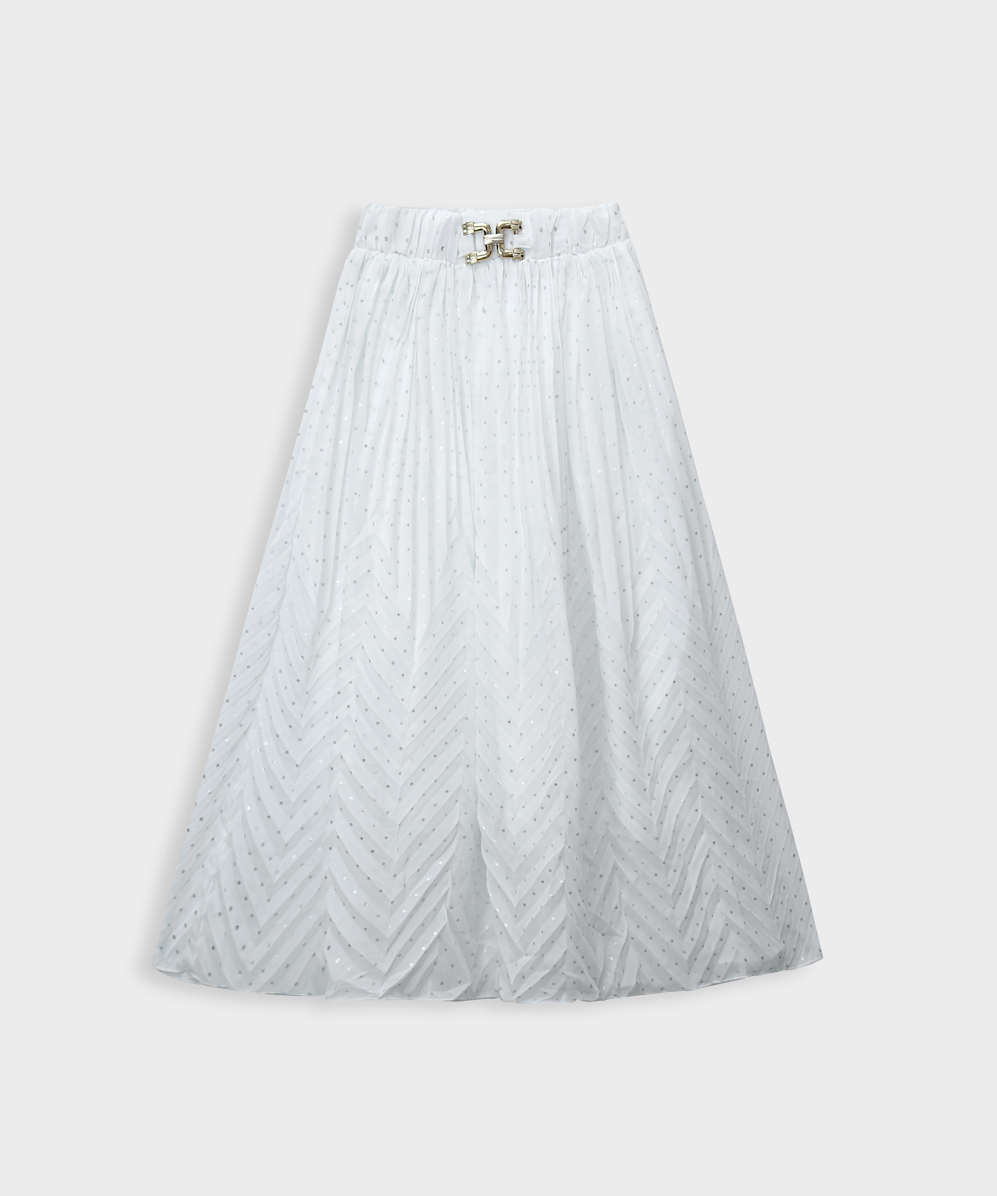 Imported Bell Bottom White Chifon Skirt For Girls